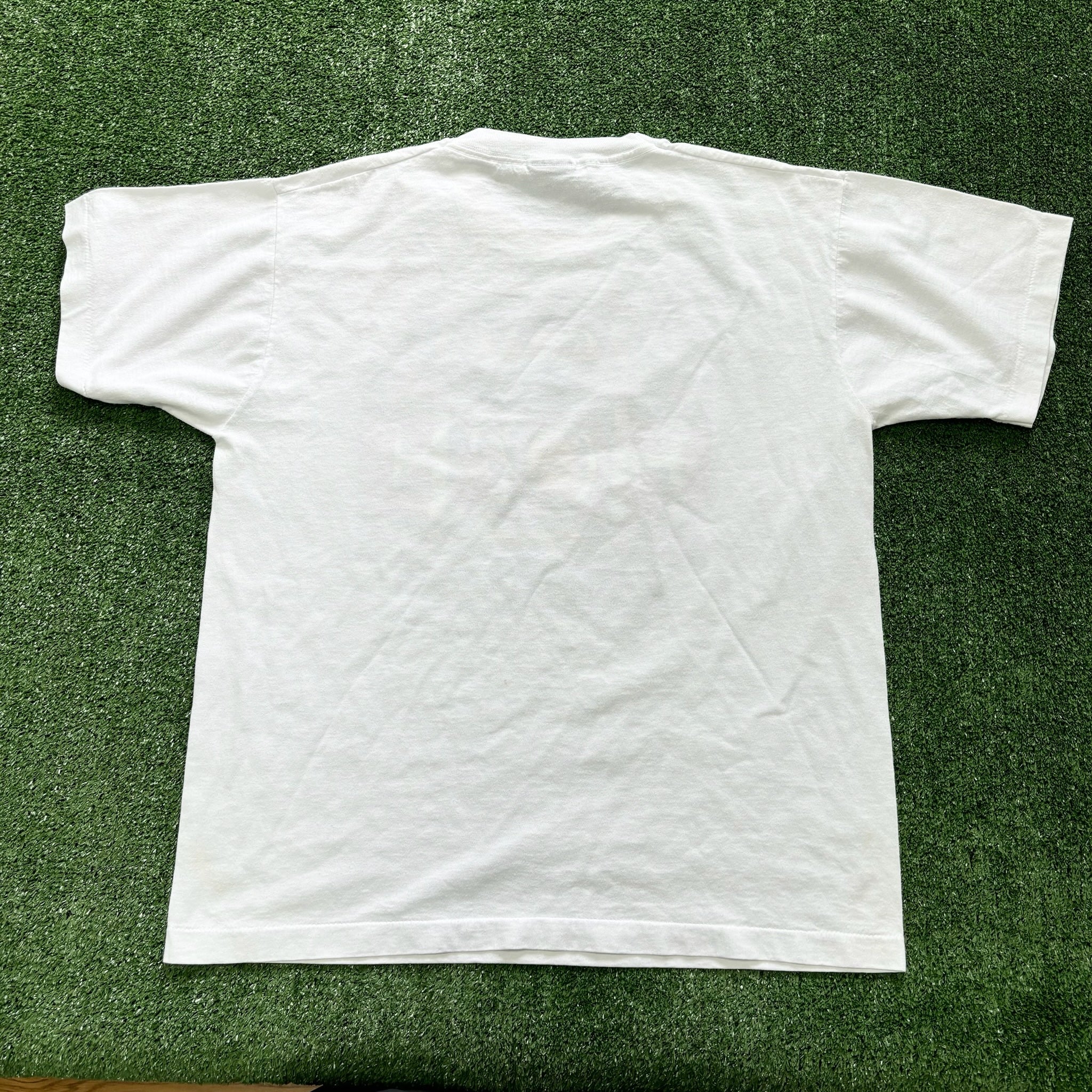 Vintage T Shirt Mens Medium White Single Stitch Graphic Print 90s USA Jesus