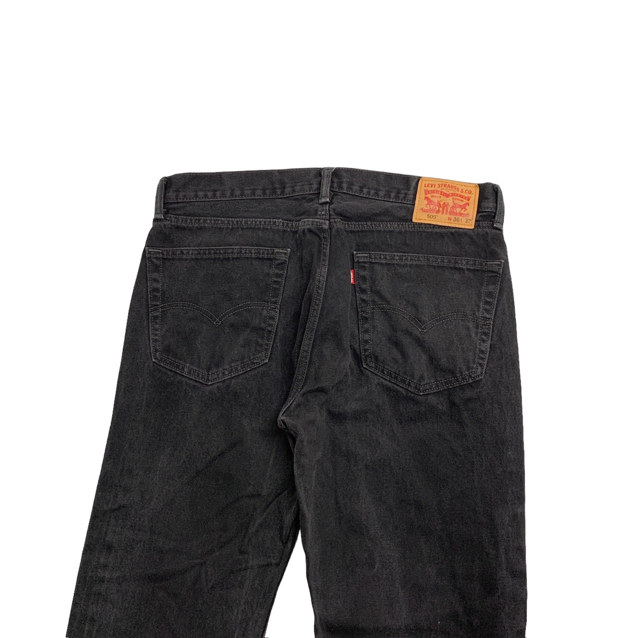 Levis 505 Jeans W36 L32 Mens Black Regular Straight Fit Denim