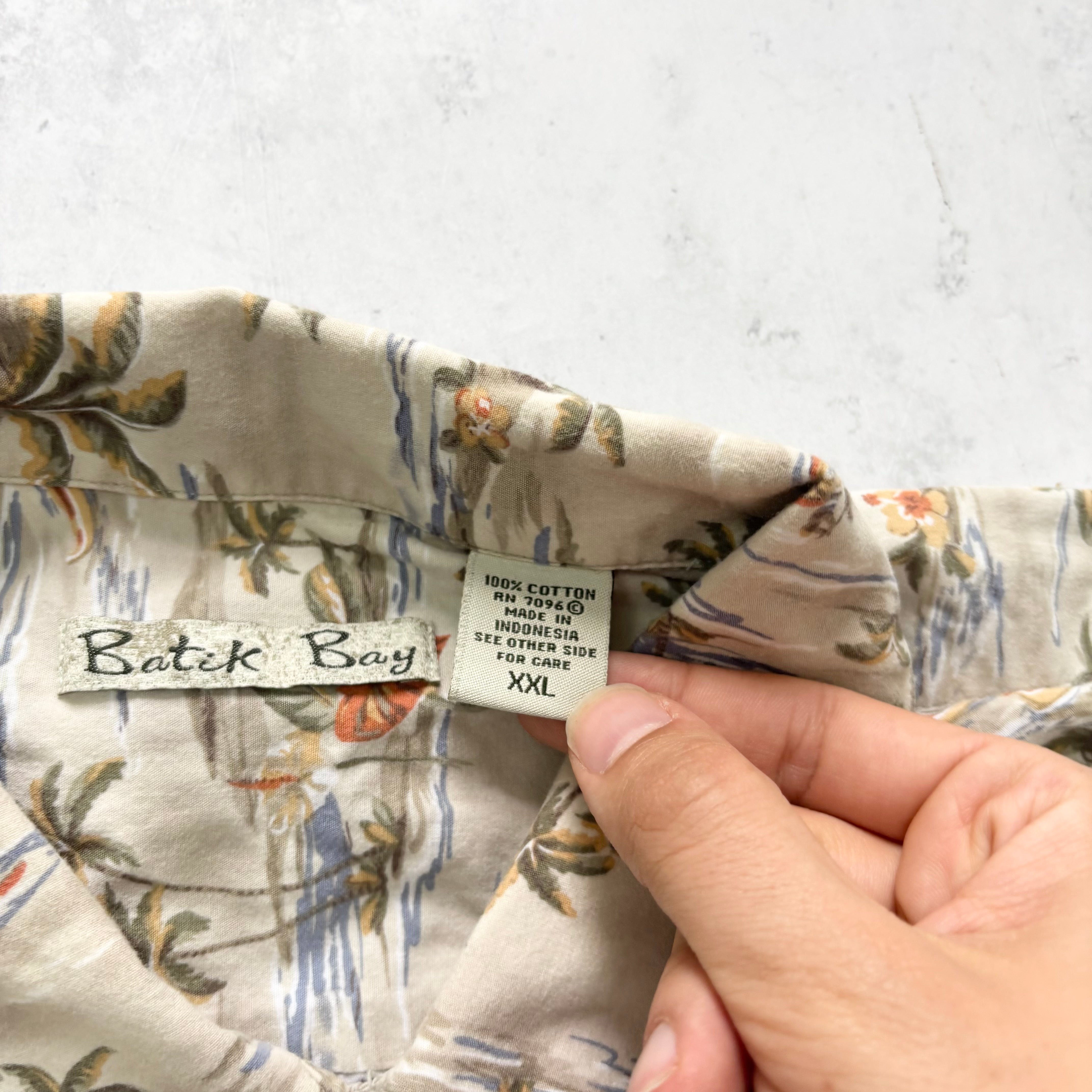 Vintage Hawaiian Shirt Mens XXL Beige Floral Aloha Short Sleeve Cotton (E)