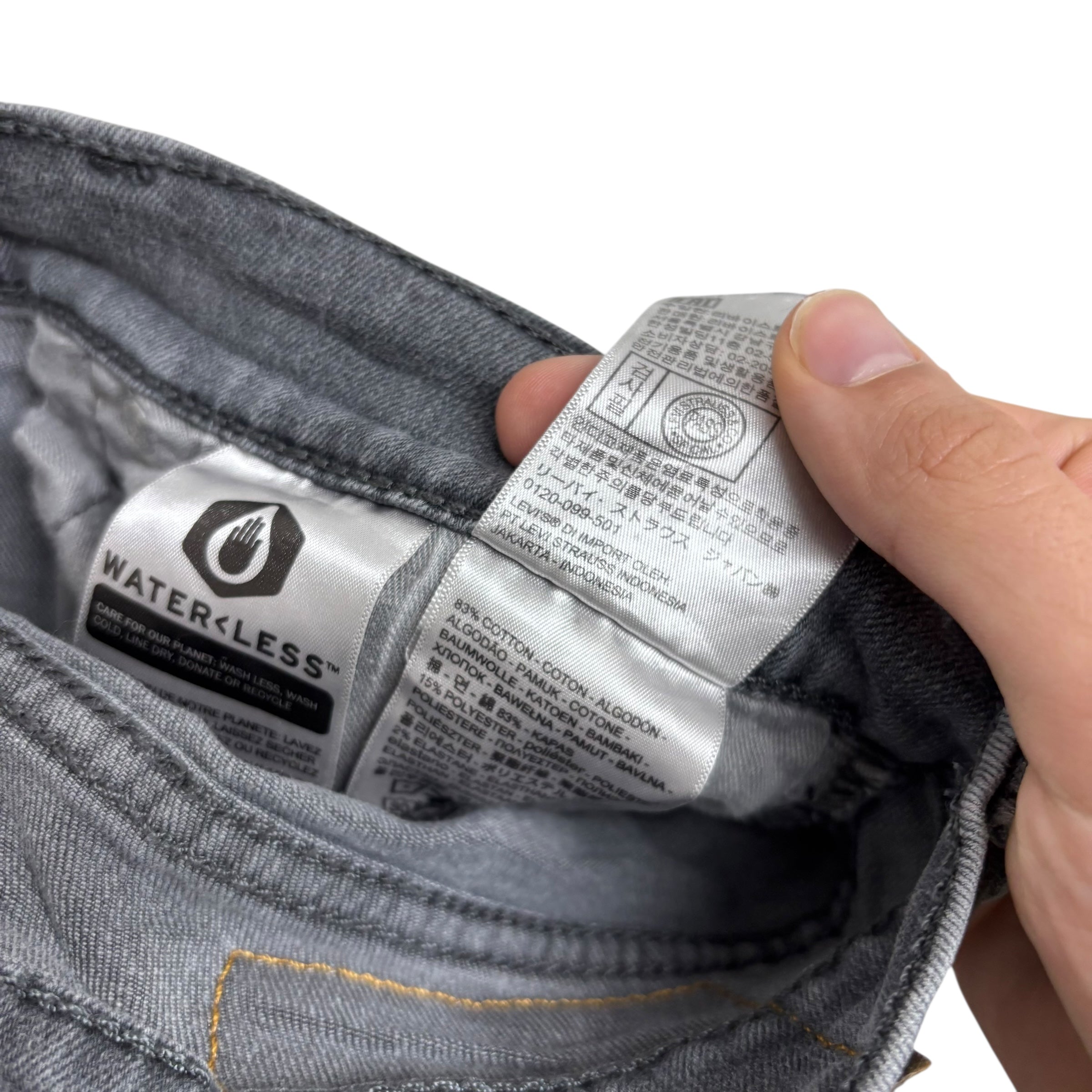 Levis 513 Jeans W32 L28 Mens Grey Slim Straight Fit Stretch Denim