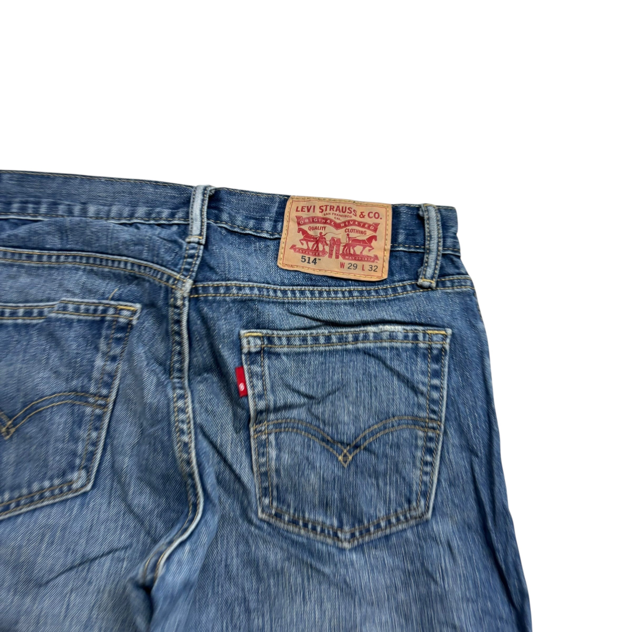 Levis 514 Jeans W29 L32 Mens Mid Blue Regular Straight Fit Denim (E)