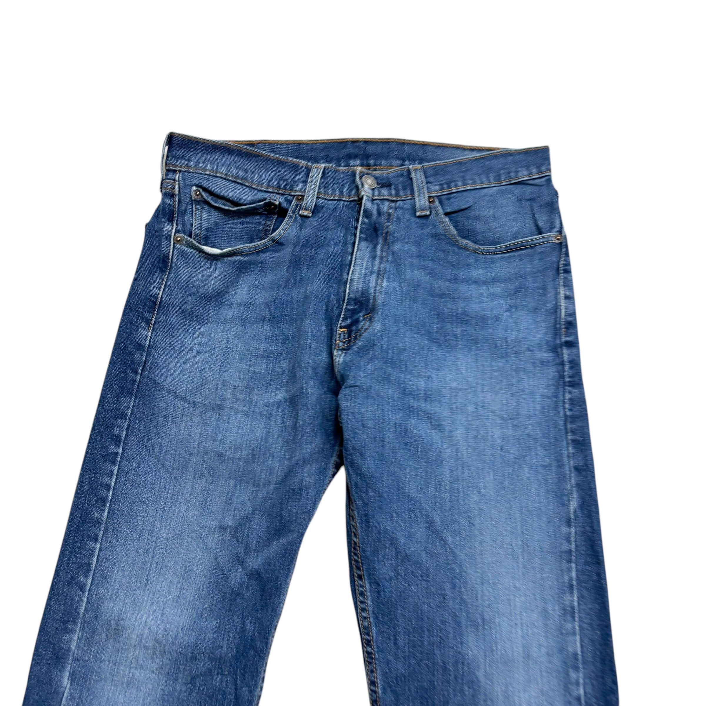 Levis 505 Jeans W32 L32 Mens Mid Blue Regular Straight Fit Stretch Denim (E)