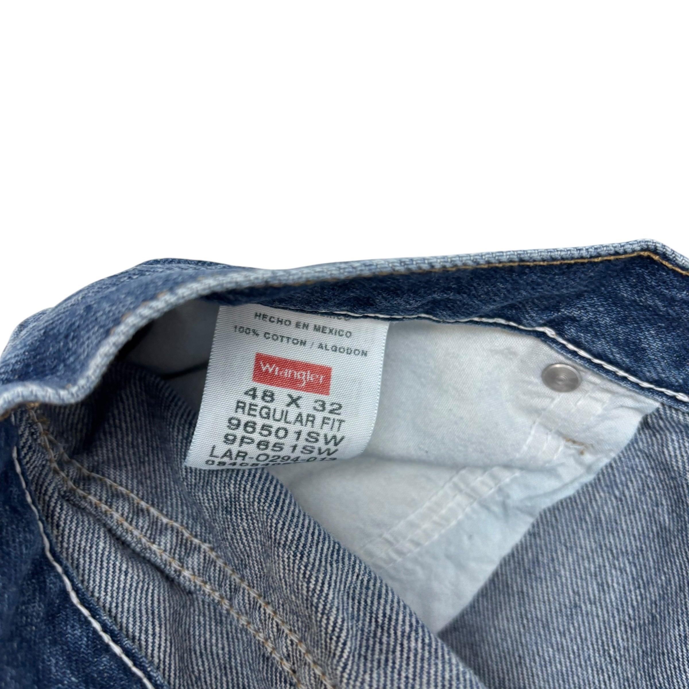 Wrangler Jeans W48 L32 Mens Mid Blue Regular Straight Fit Denim