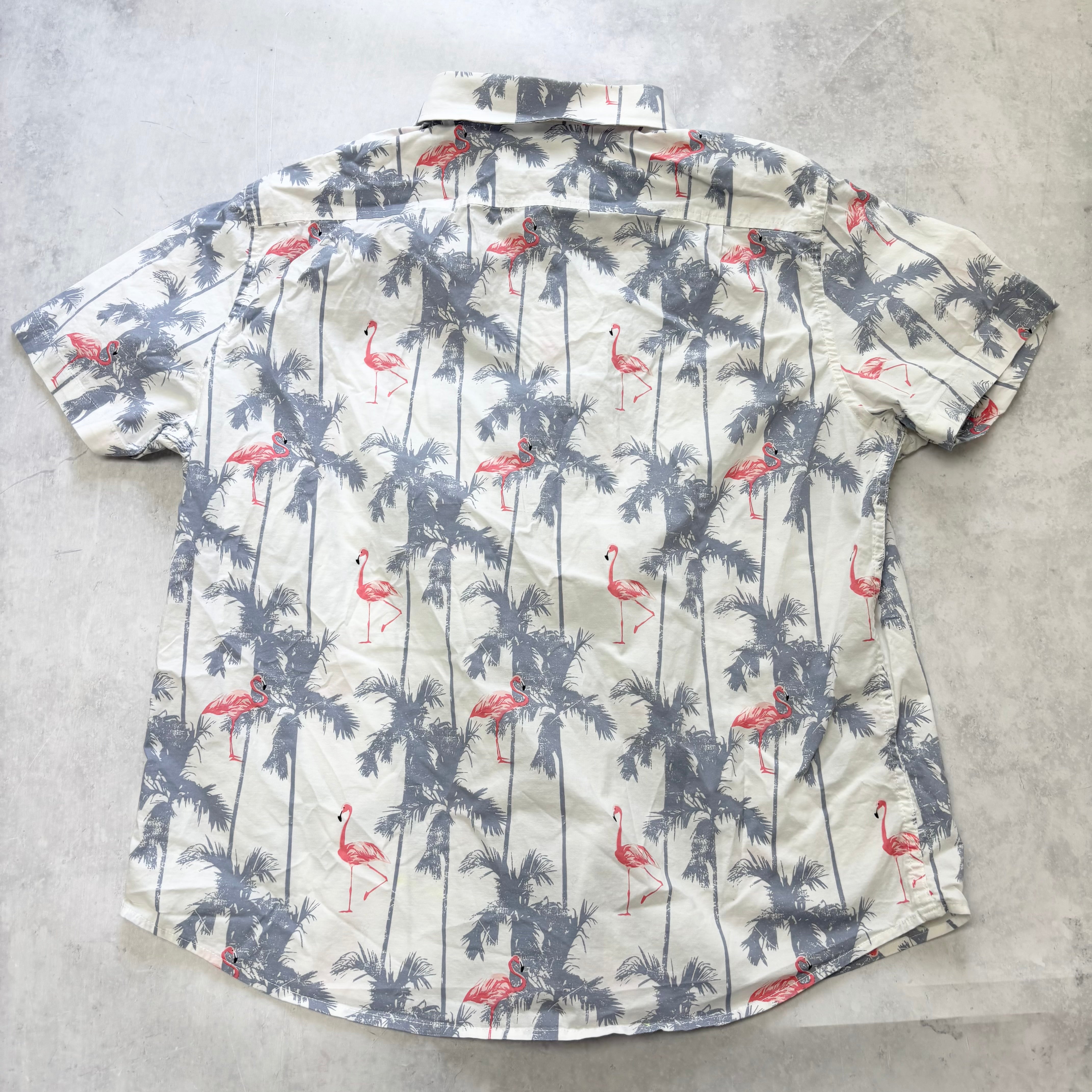 Hawaiian Shirt Mens XXL White Floral Aloha Short Sleeve Cotton Slim Fit (E)