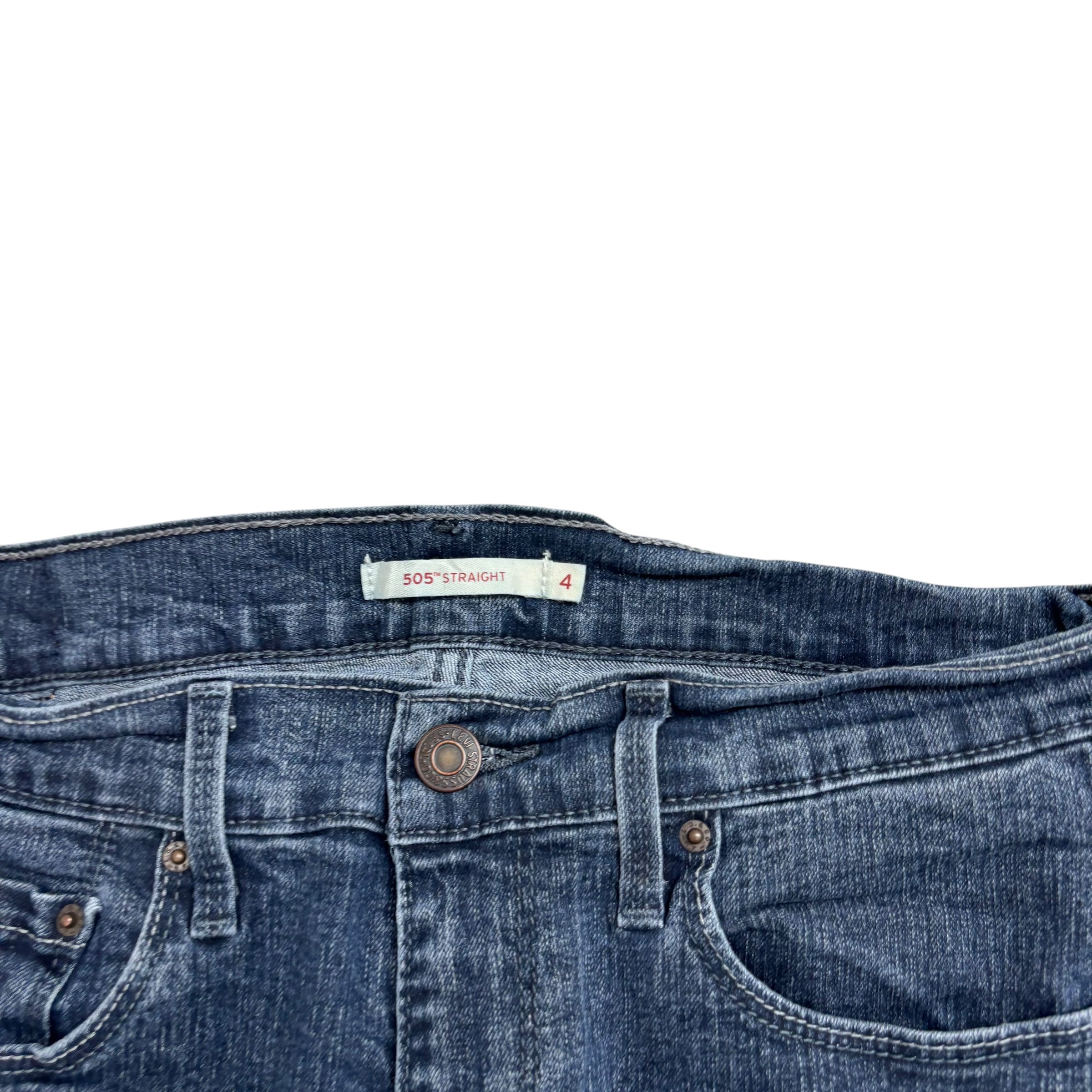 Levis 505 Jeans W27 L30 Womens Navy Blue Regular Straight Fit Stretch Denim (E)