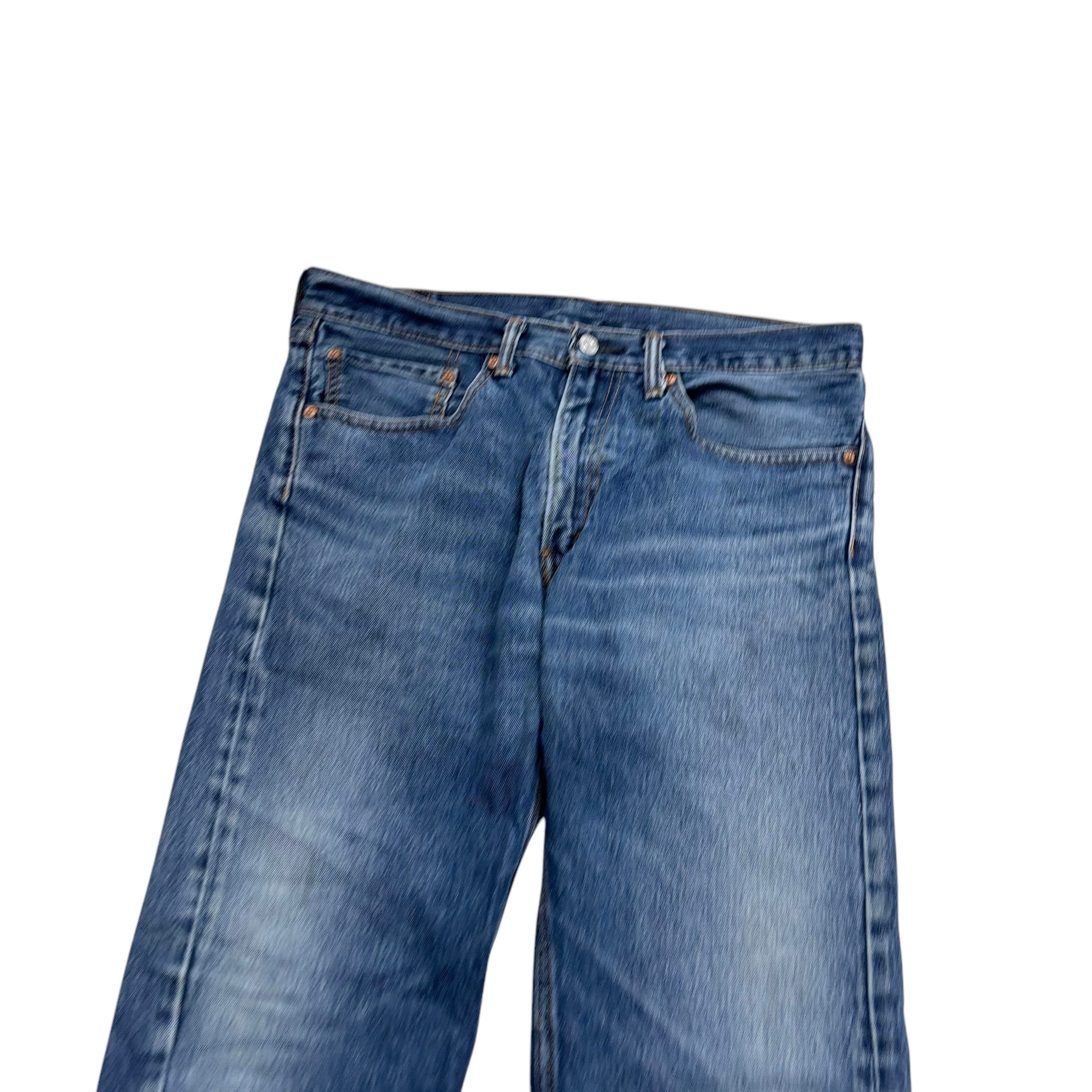 Levis 505 Jeans W34 L31 Mens Mid Blue Regular Straight Fit Denim (E)