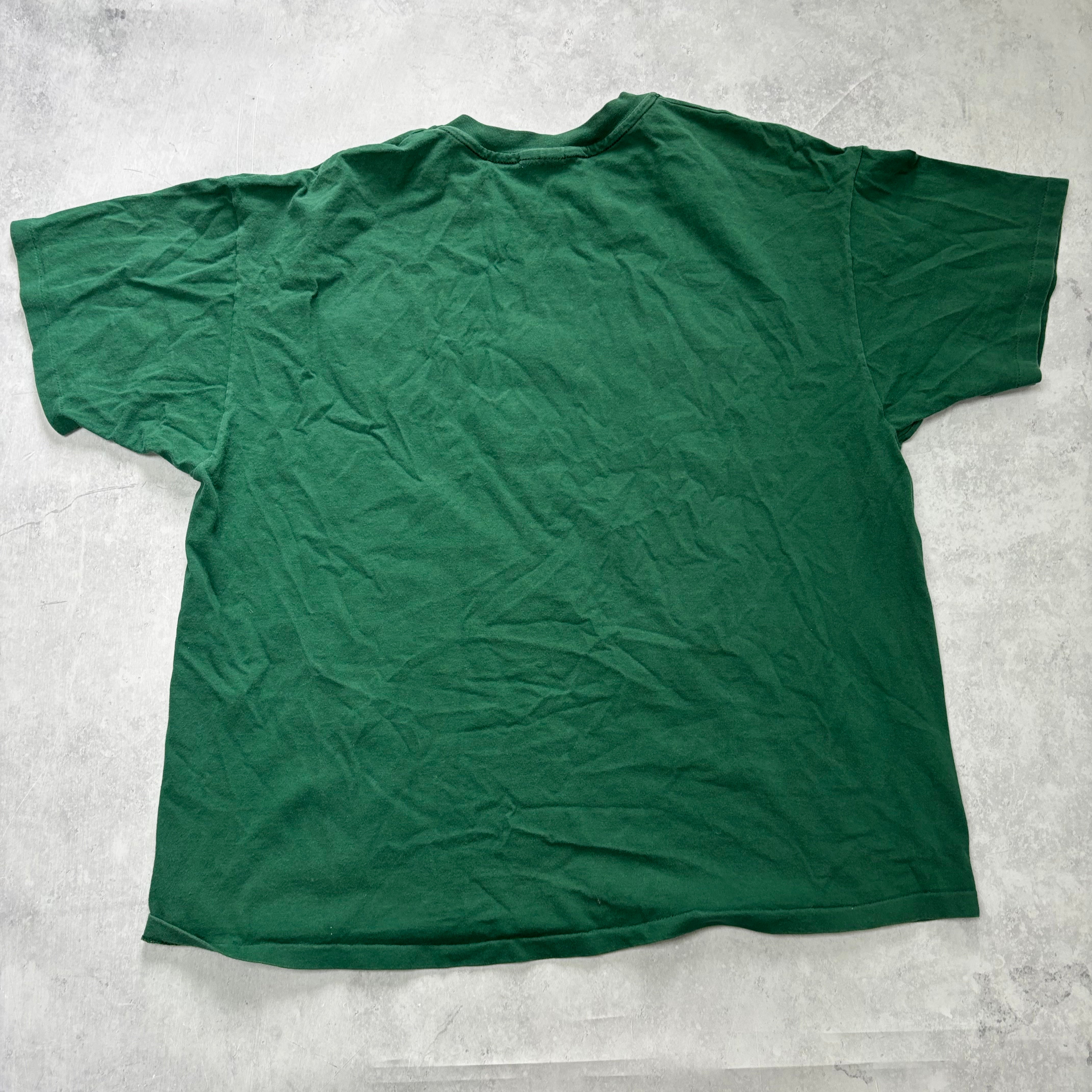 Vintage T Shirt Mens XXL Green Single Stitch Graphic Print 90s Basketball