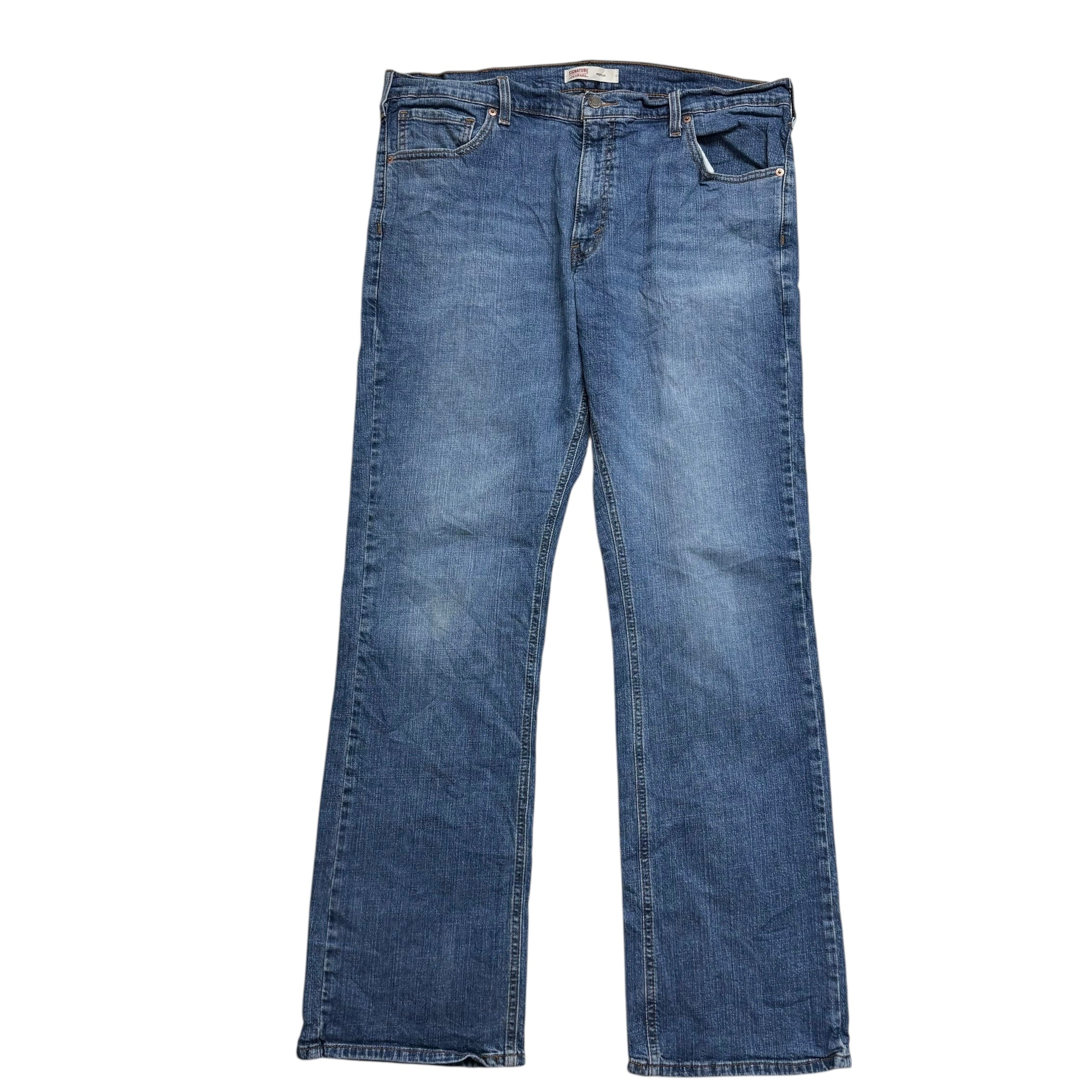 Levis Signature Jeans W38 L34 Mens Mid Blue Regular Bootcut Fit Stretch (E)
