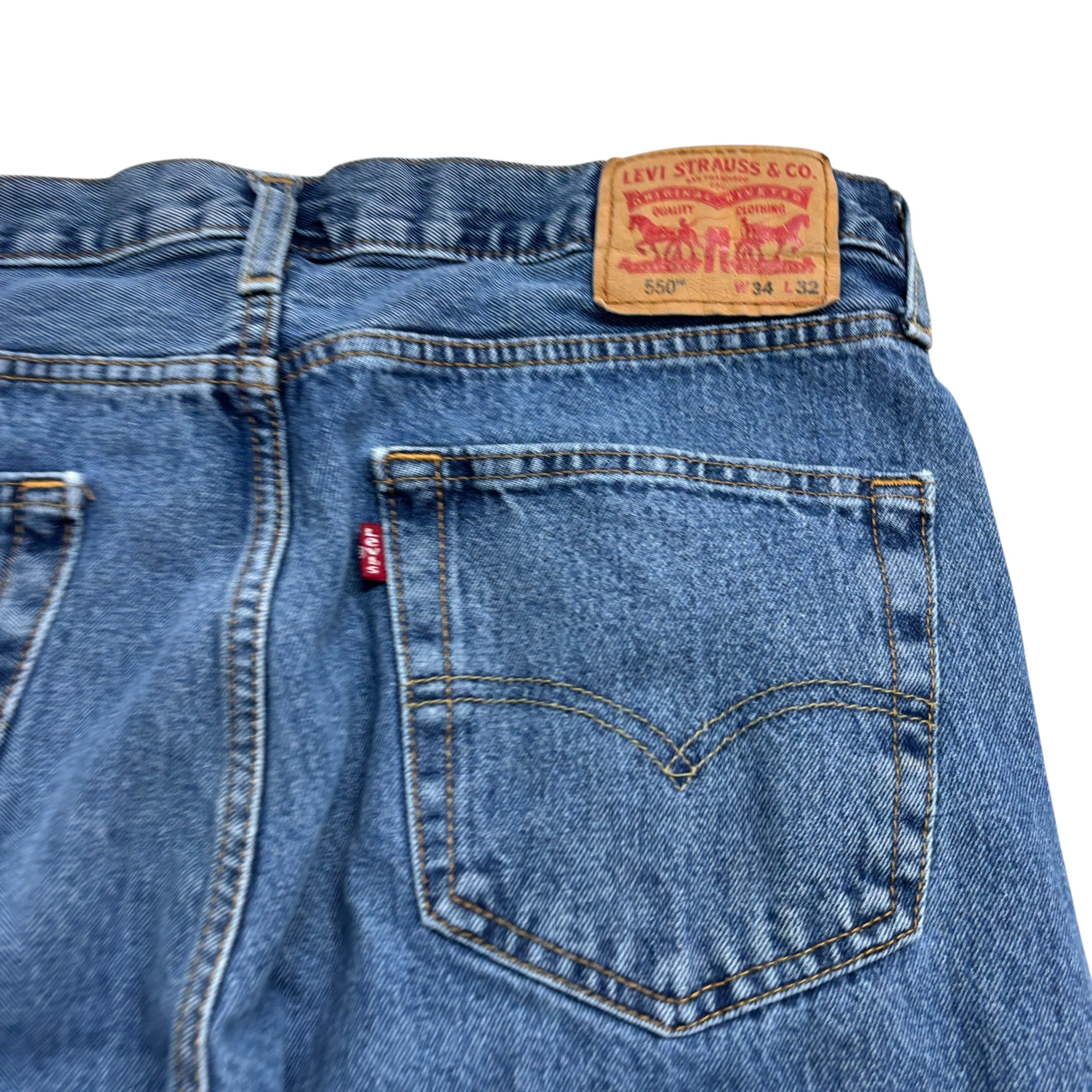 Levis 550 Jeans W34 L32 Mens Mid Blue Baggy Relaxed Straight Fit Denim