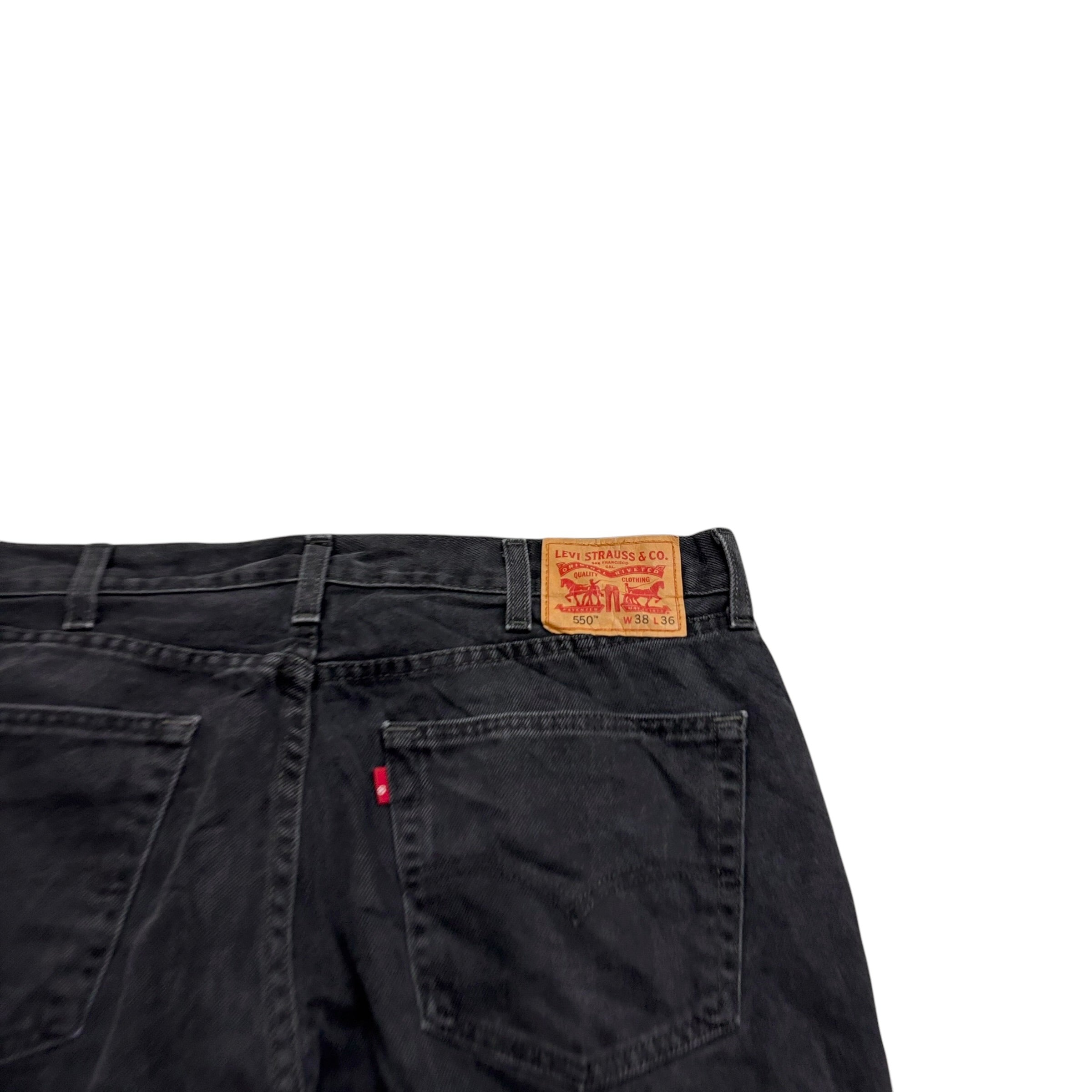 Levis 550 Jeans W38 L36 Mens Black Baggy Relaxed Straight Fit Denim