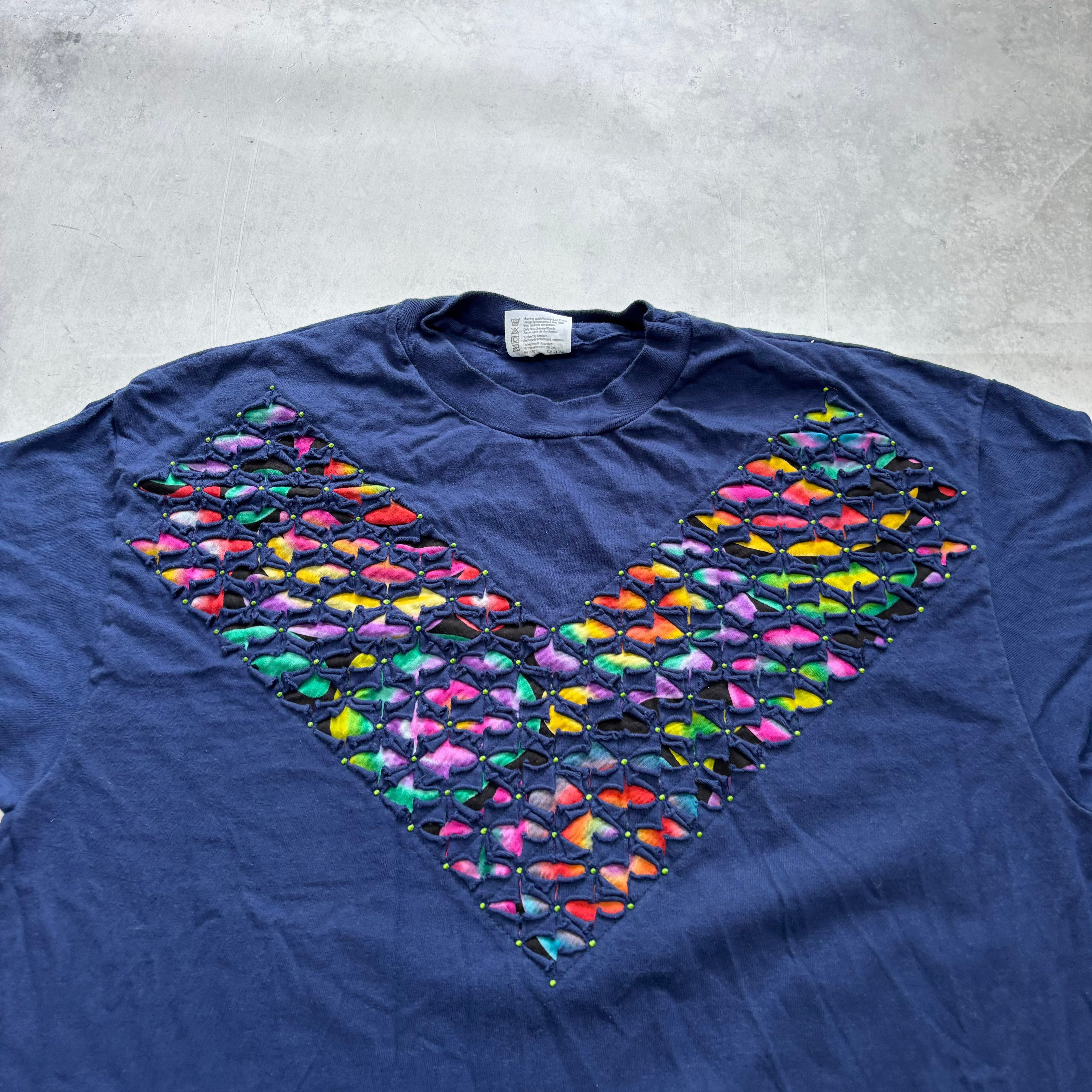Vintage T Shirt Mens Large Navy Blue Single Stitch Graphic Print 90s USA (E)