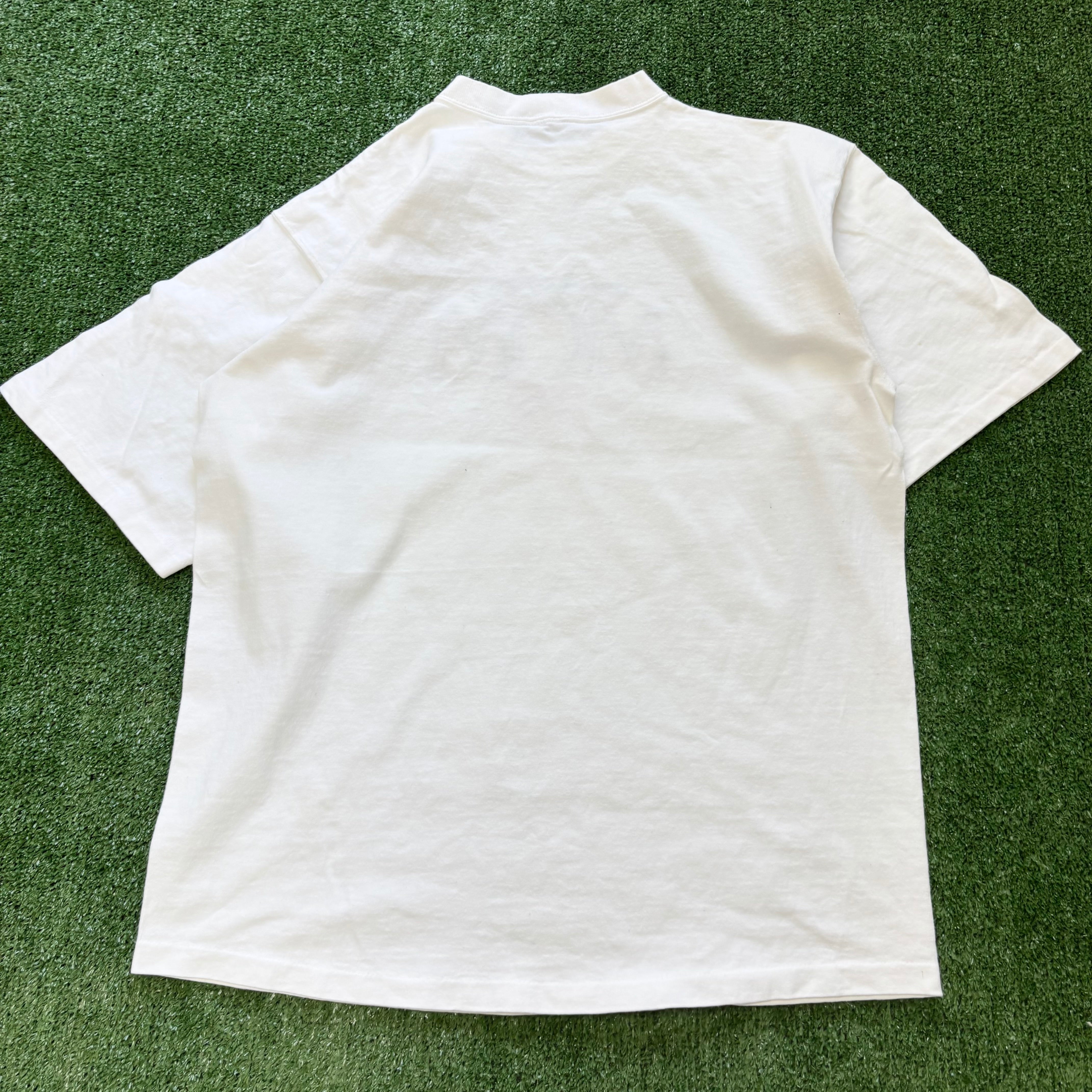 Vintage T Shirt Mens Large White Single Stitch Graphic Print 90s USA