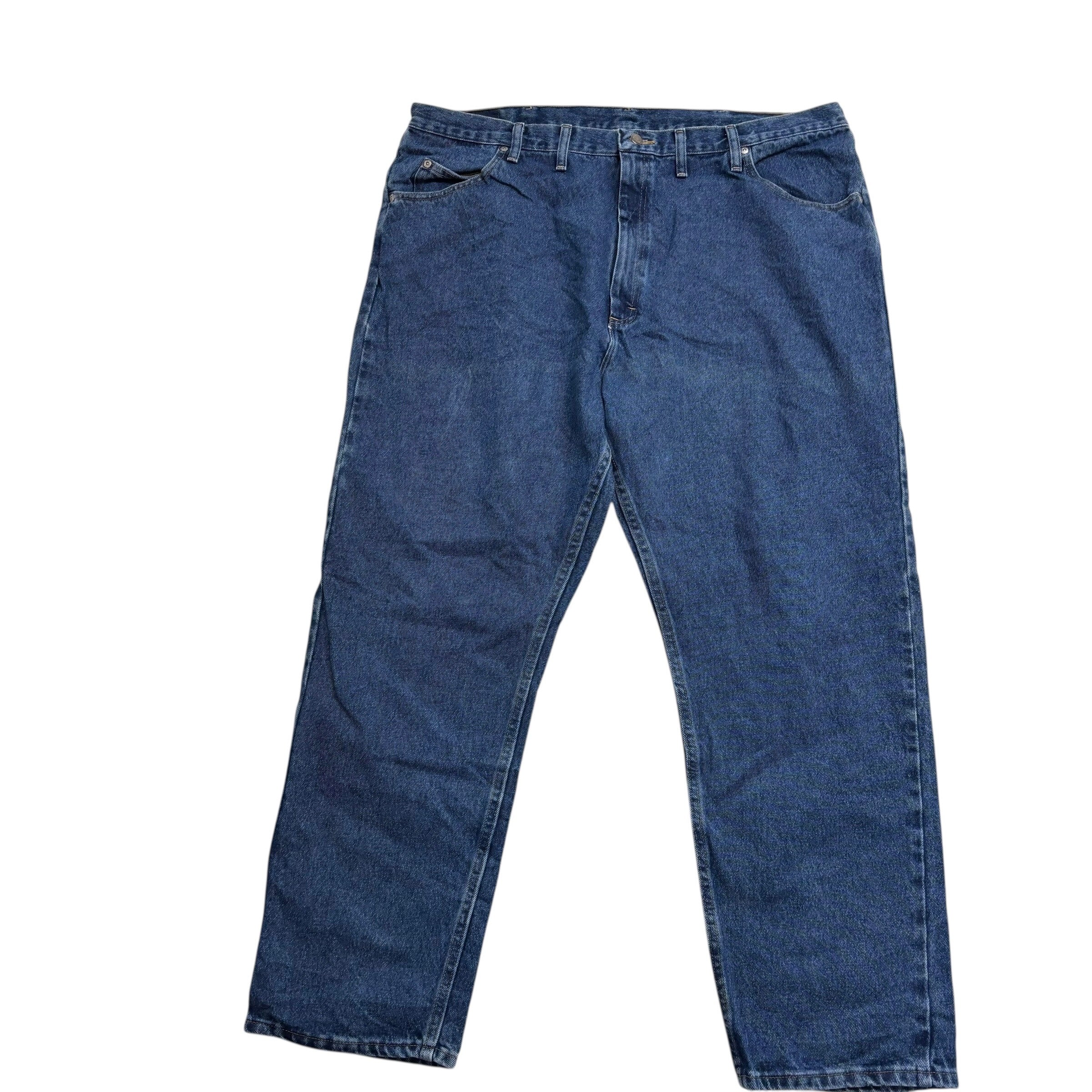 Wrangler Jeans W44 L32 Mens Mid Blue Relaxed Straight Fit Denim