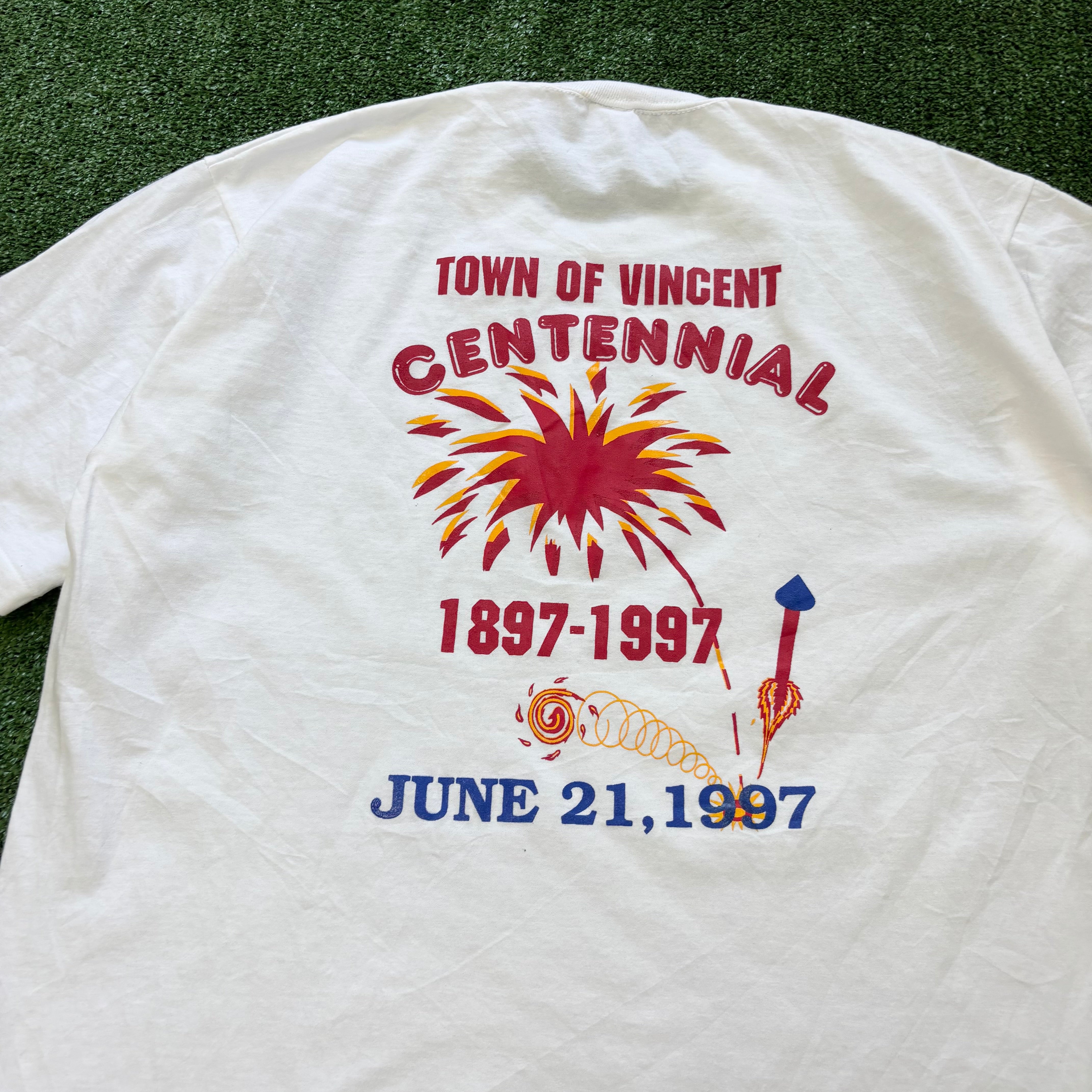 Vintage T Shirt Mens XL White Single Stitch Graphic Print 90s USA (E)
