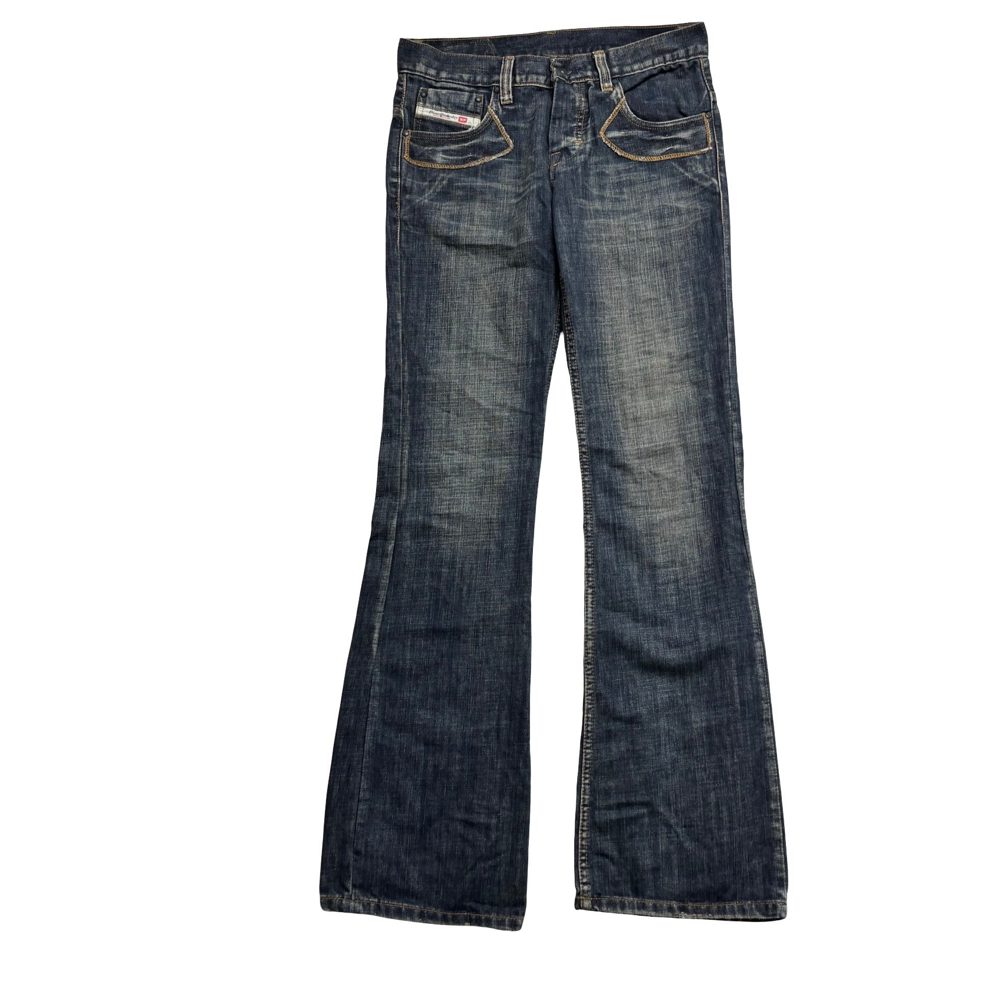 Diesel Jeans W32 L36 Mens Dark Blue Flare Bootcut Fit Vintage Y2K (E)