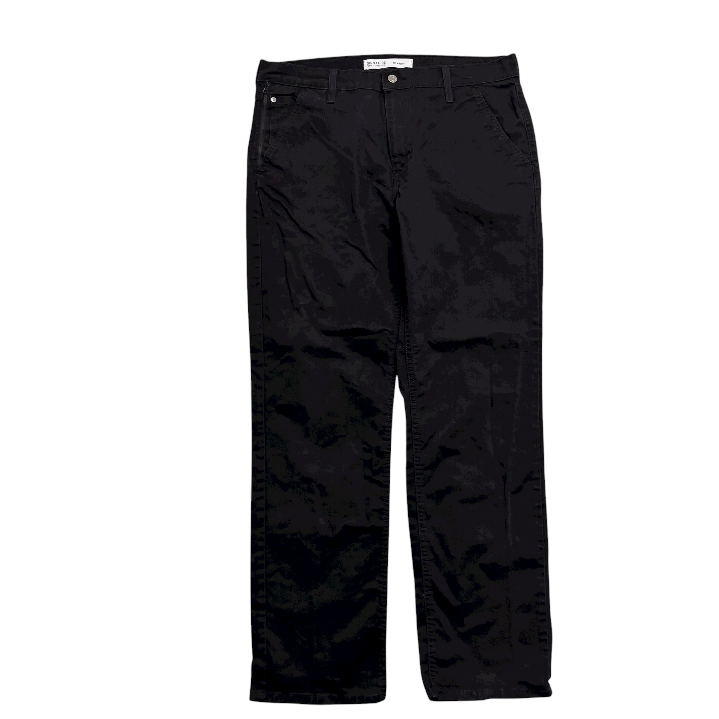 Levis Signature Trousers W36 L32 Mens Black Athletic Fit Stretch Pants (E)