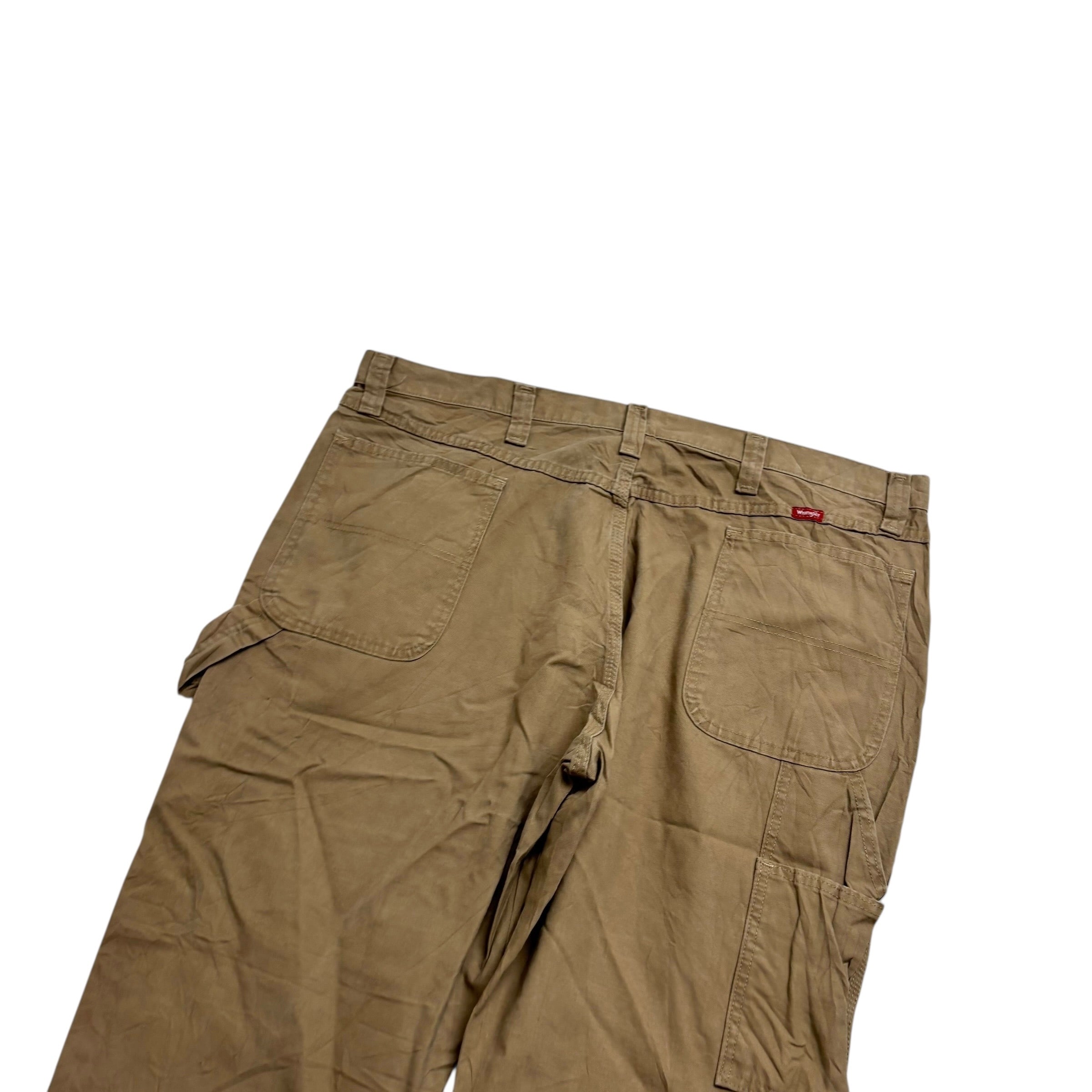 Wrangler Carpenter Trousers W42 L32 Mens Beige Relaxed Baggy Fit Pants (E)