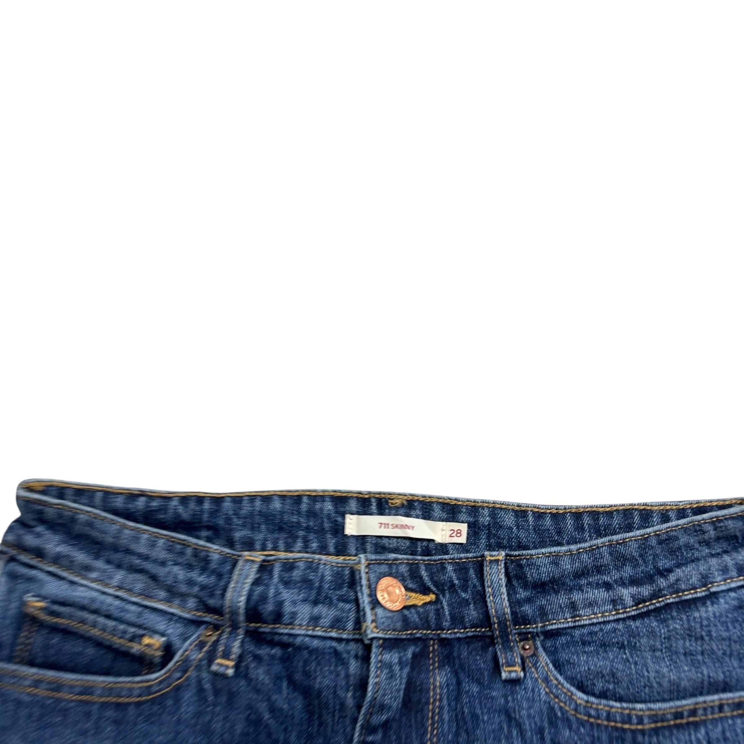 Levis 711 Jeans W28 L30 Womens Skinny Fit Mid Blue Stretch Denim (E)