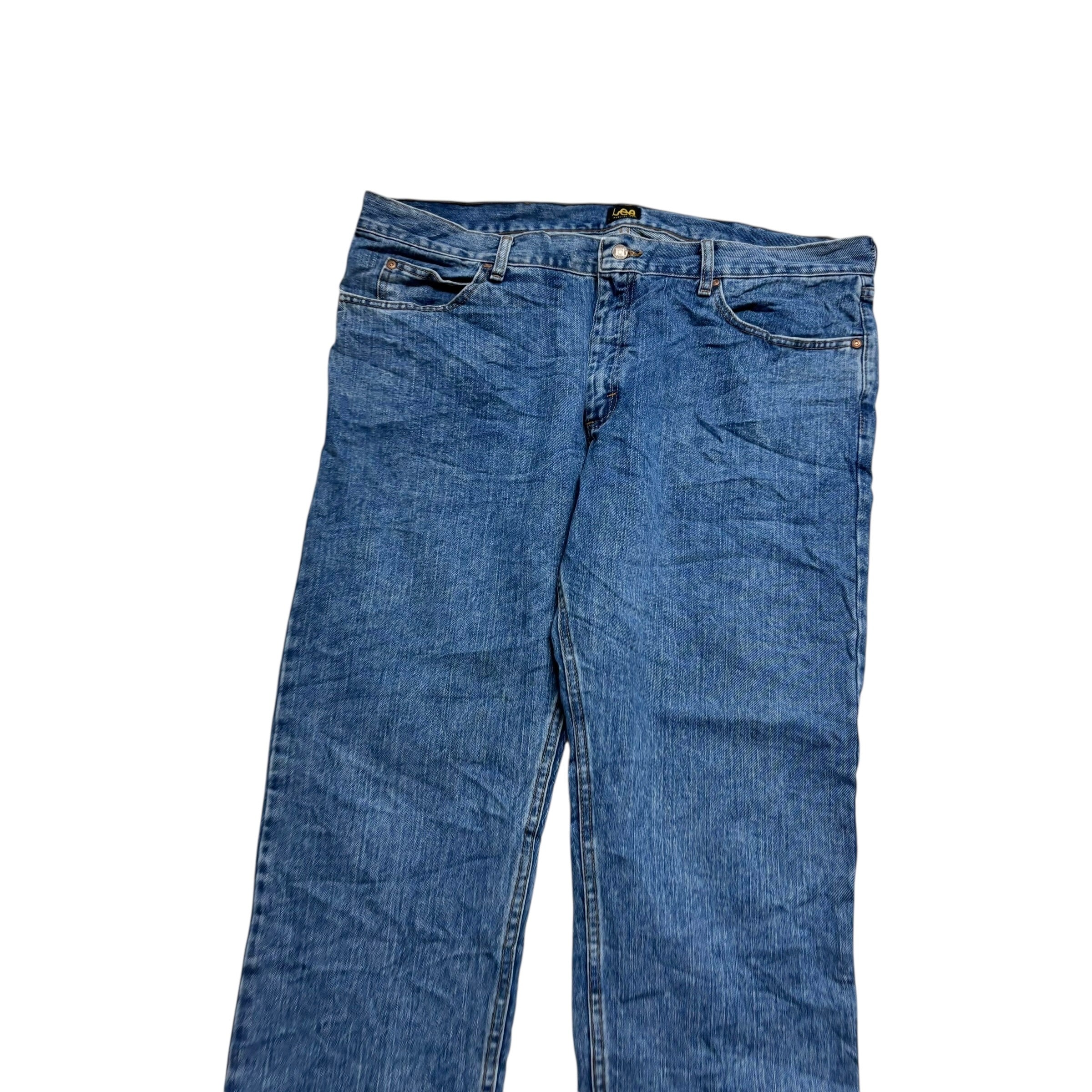 Lee Jeans W42 L30 Mens Mid Blue Regular Straight Fit Denim