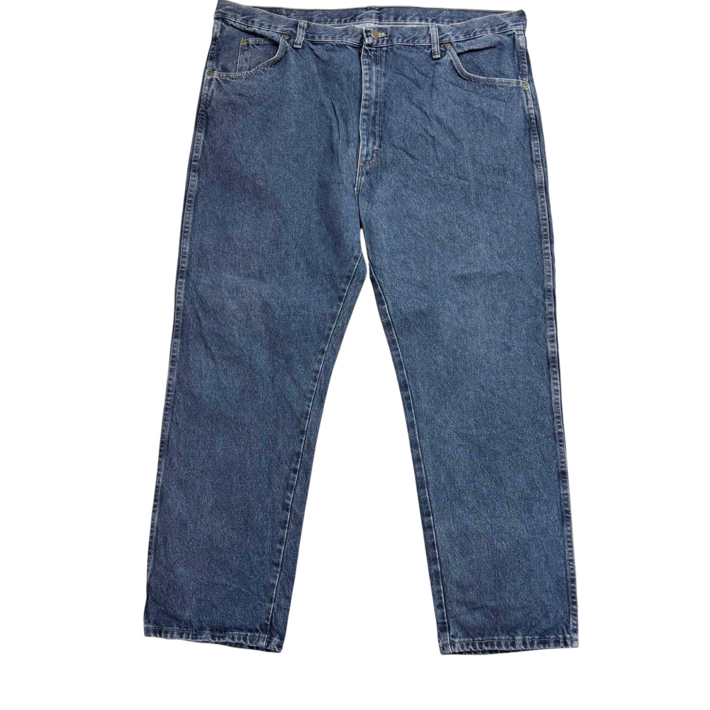 Wrangler Jeans W42 L30 Mens Mid Blue Regular Straight Fit Denim