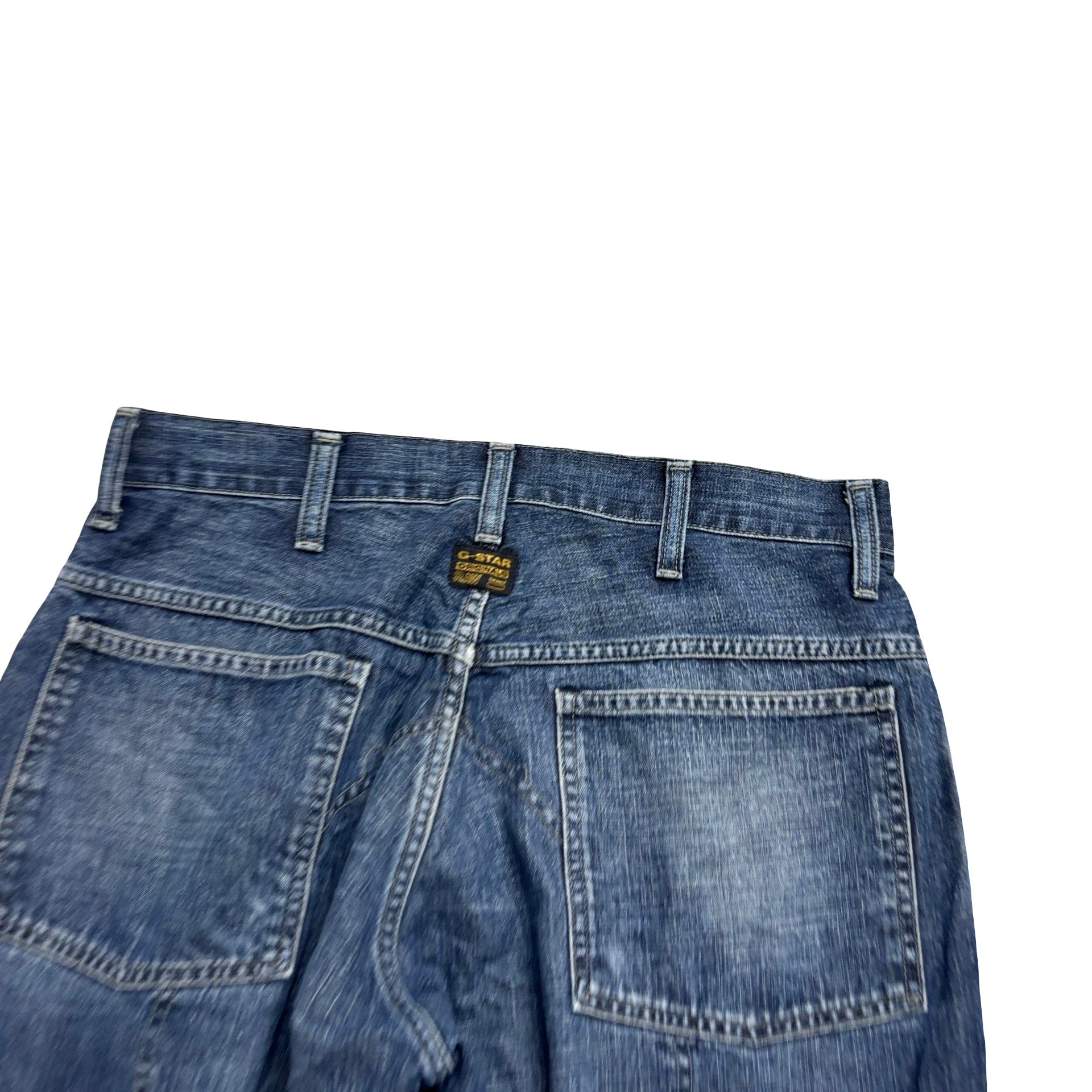 G Star Shortcut Elwood Jeans W34 L32 Mens Dark Blue Relaxed Baggy Fit Denim