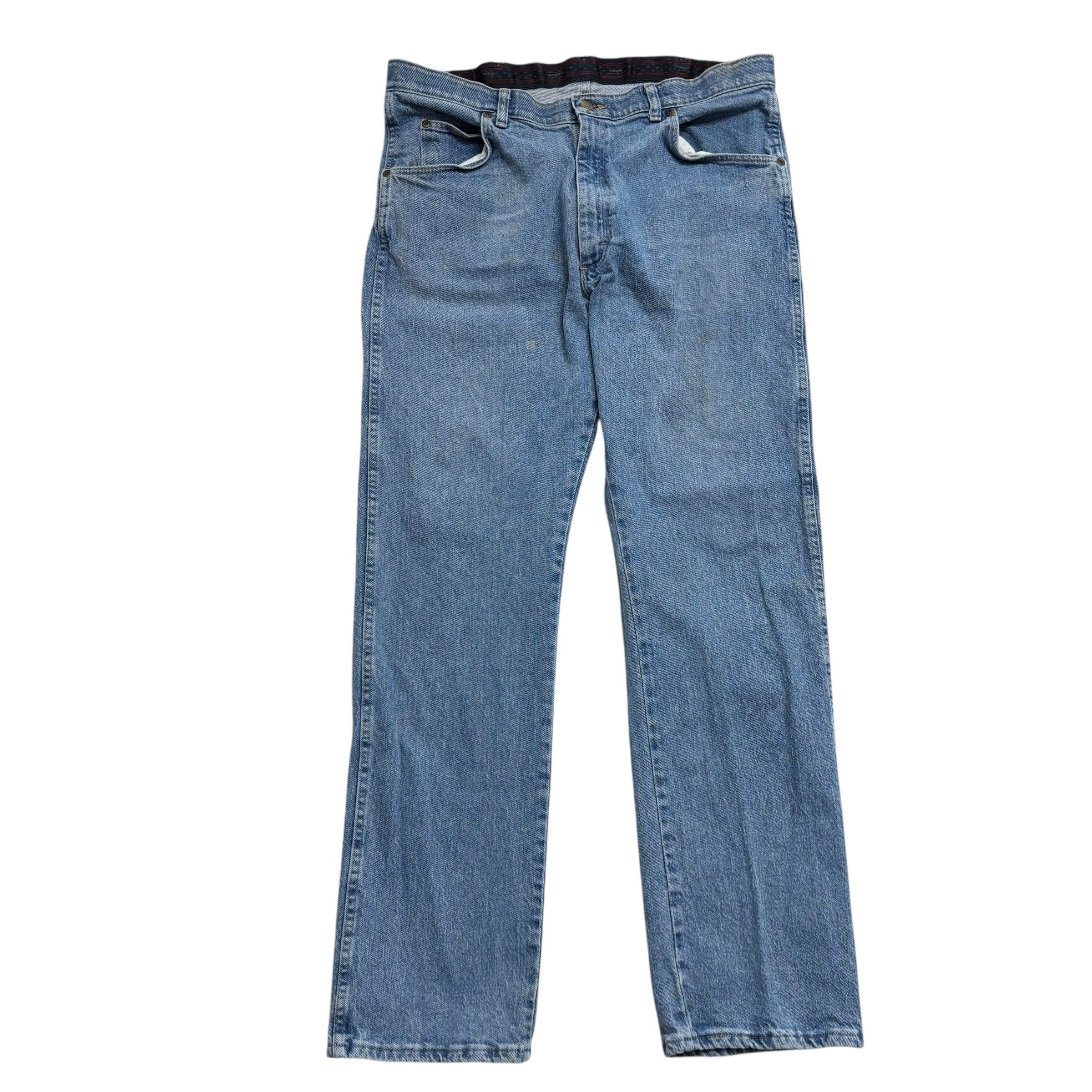 Wrangler Jeans W36 L32 Mens Mid Blue Regular Straight Fit Stretch Denim