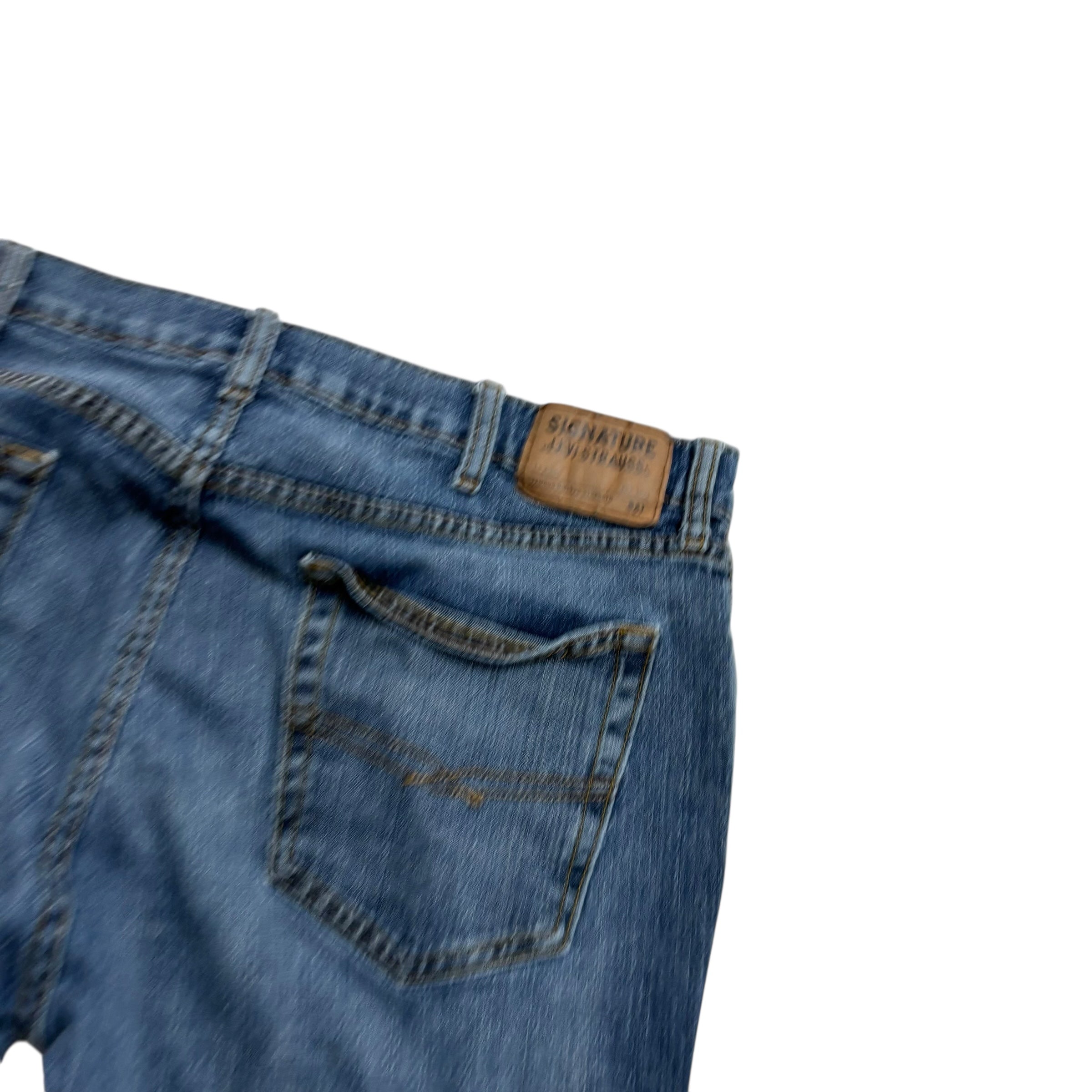 Levis Signature Jeans W40 L30 Mens Mid Blue Relaxed Straight Fit Stretch (F)
