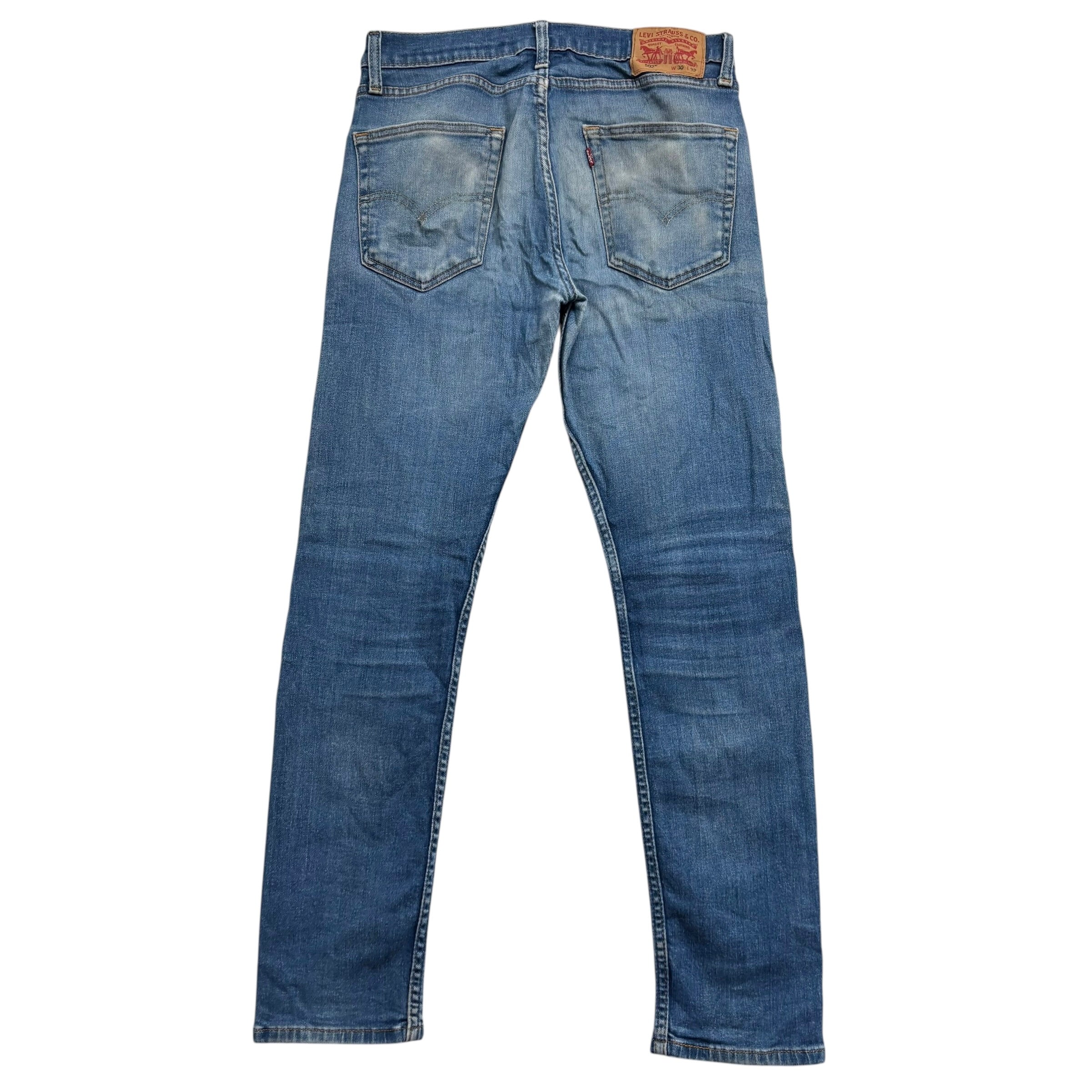 Levis 502 Jeans W30 L32 Mens Mid Blue Regular Tapered Fit Stretch Denim (F)