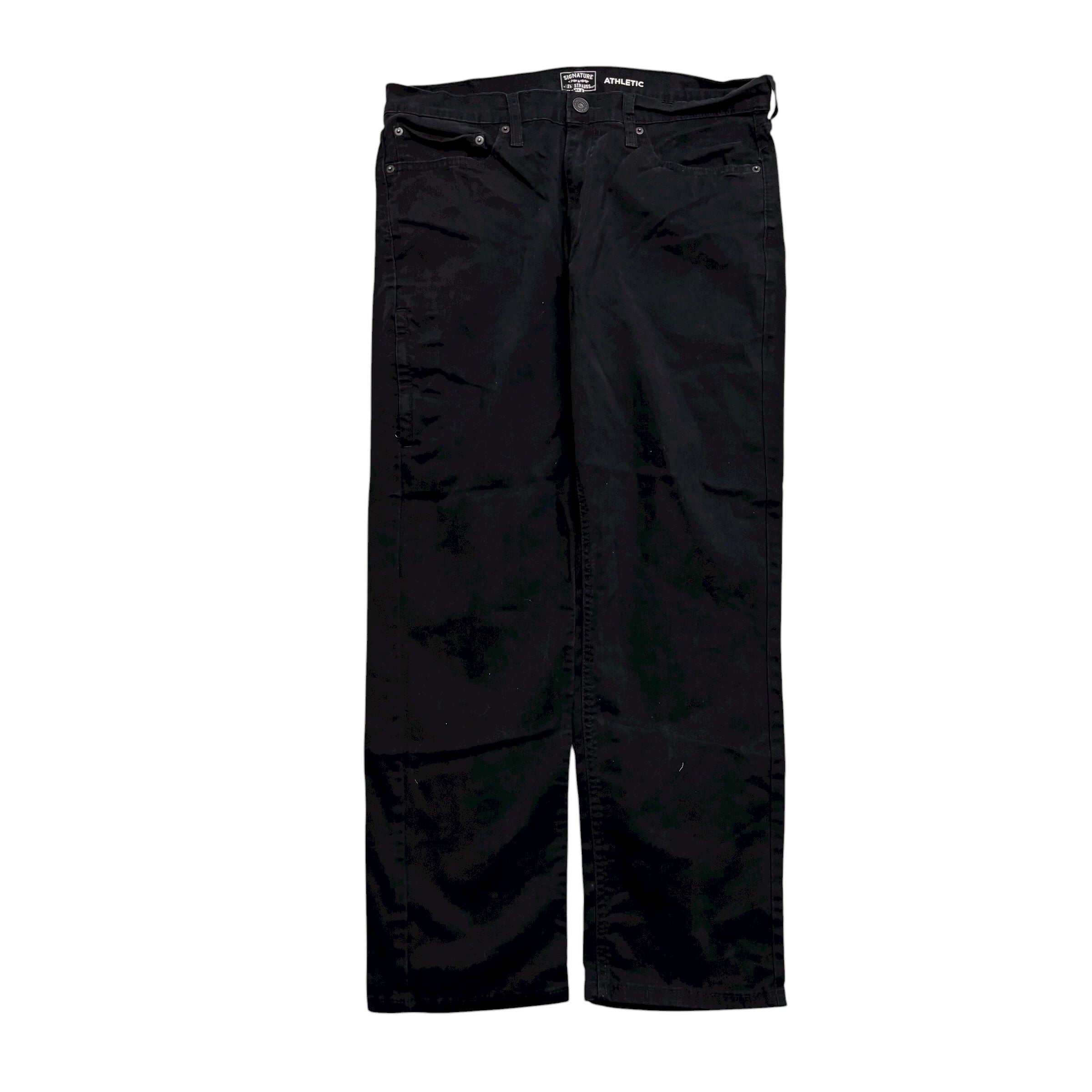 Levis Signature Trousers W34 L29 Mens Black Athletic Fit Stretch Pants (E)