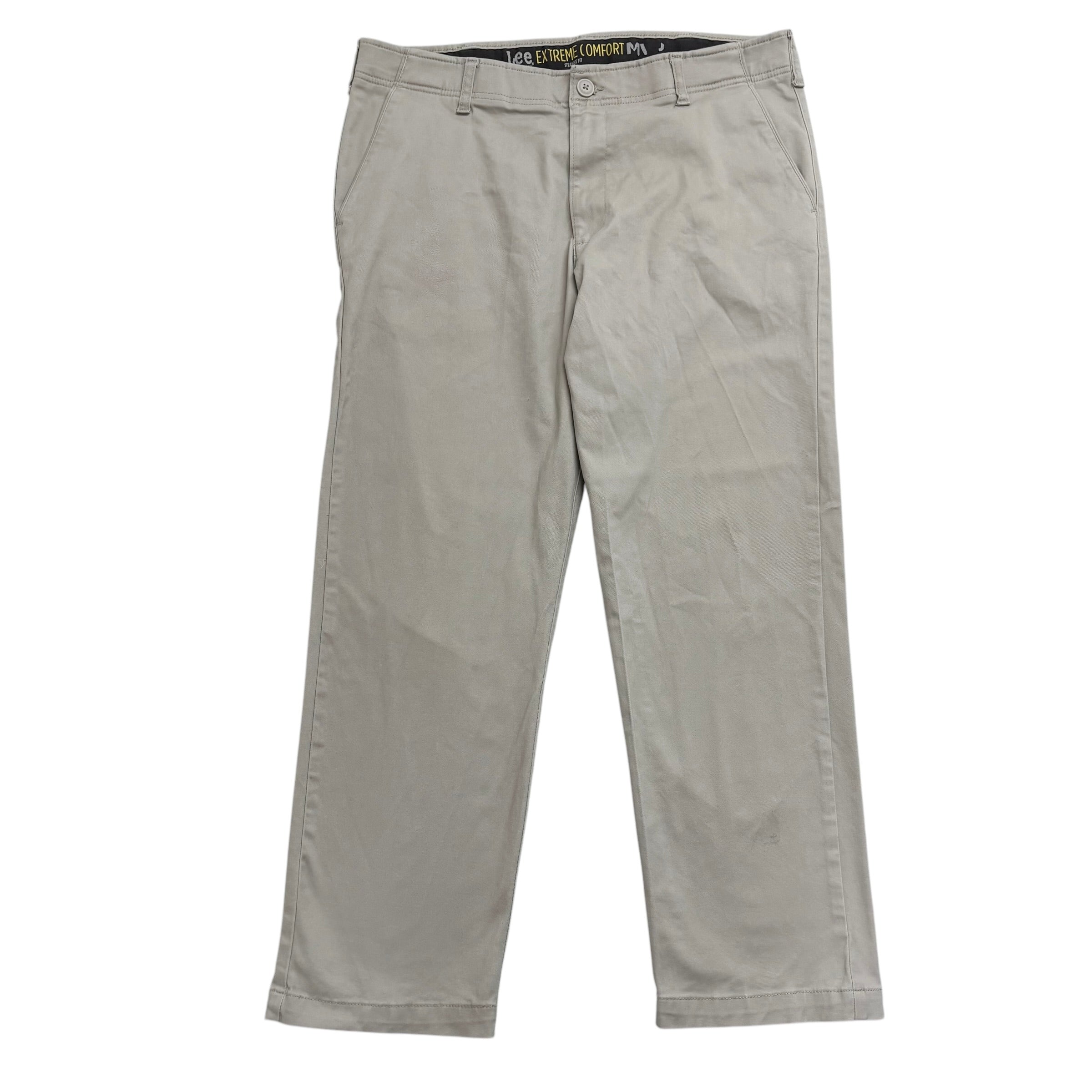 Lee Trousers W38 L30 Mens Cream Regular Straight Fit Stretch Pants