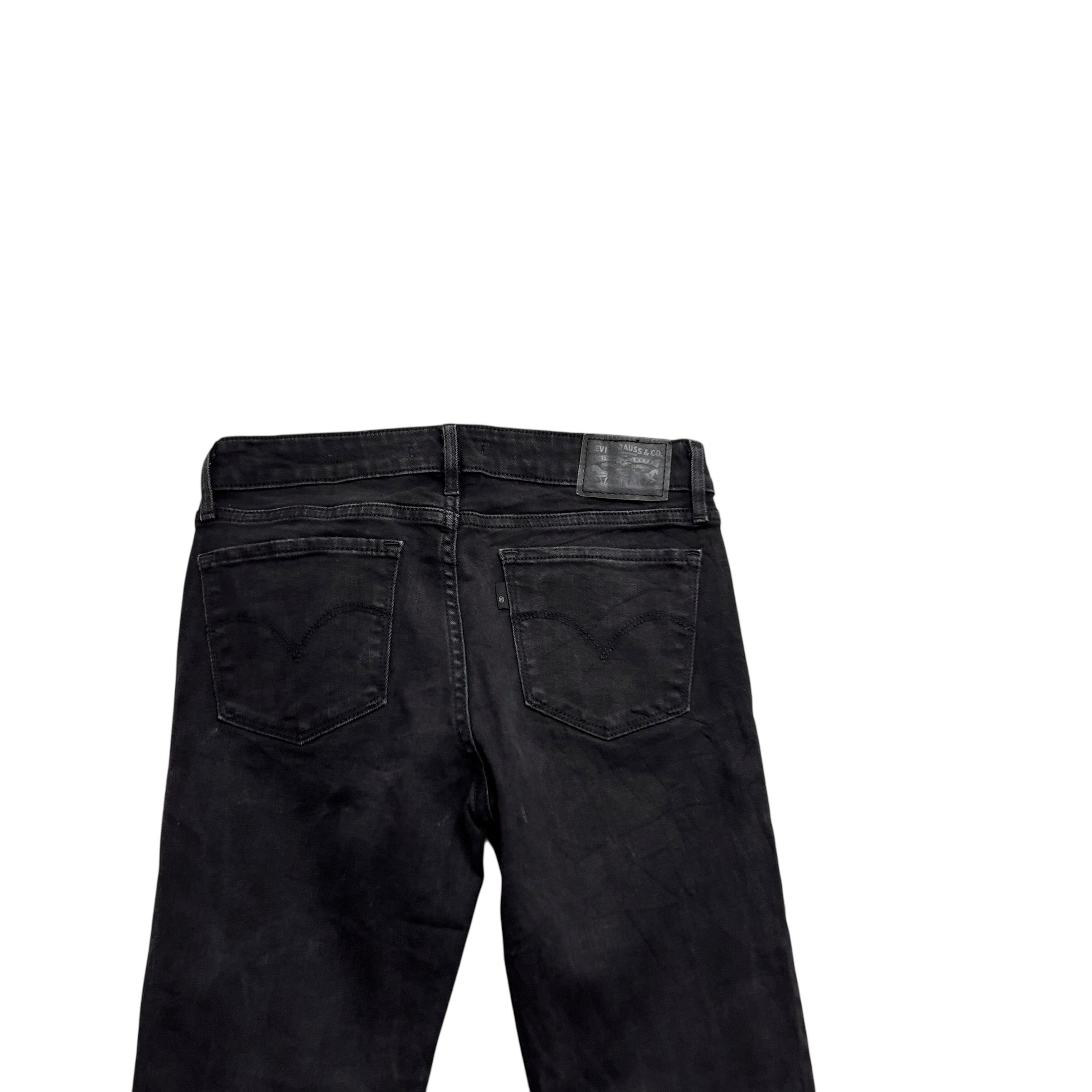 Levis 711 Jeans W27 L27 Womens Skinny Fit Black Stretch Denim (E)