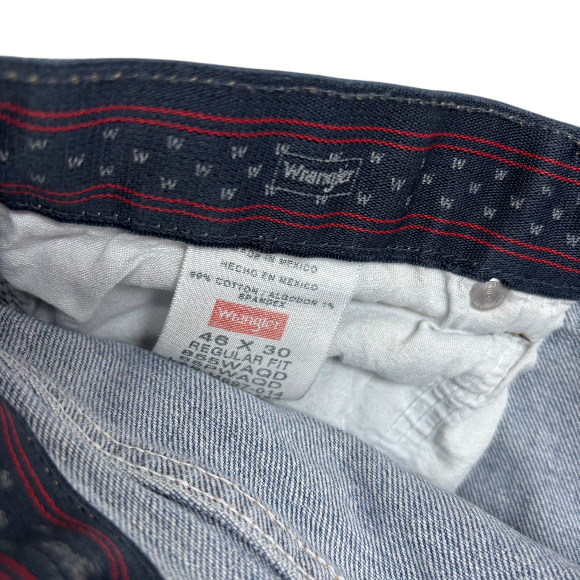 Wrangler Jeans W46 L27 Mens Mid Blue Regular Straight Fit Stretch Denim
