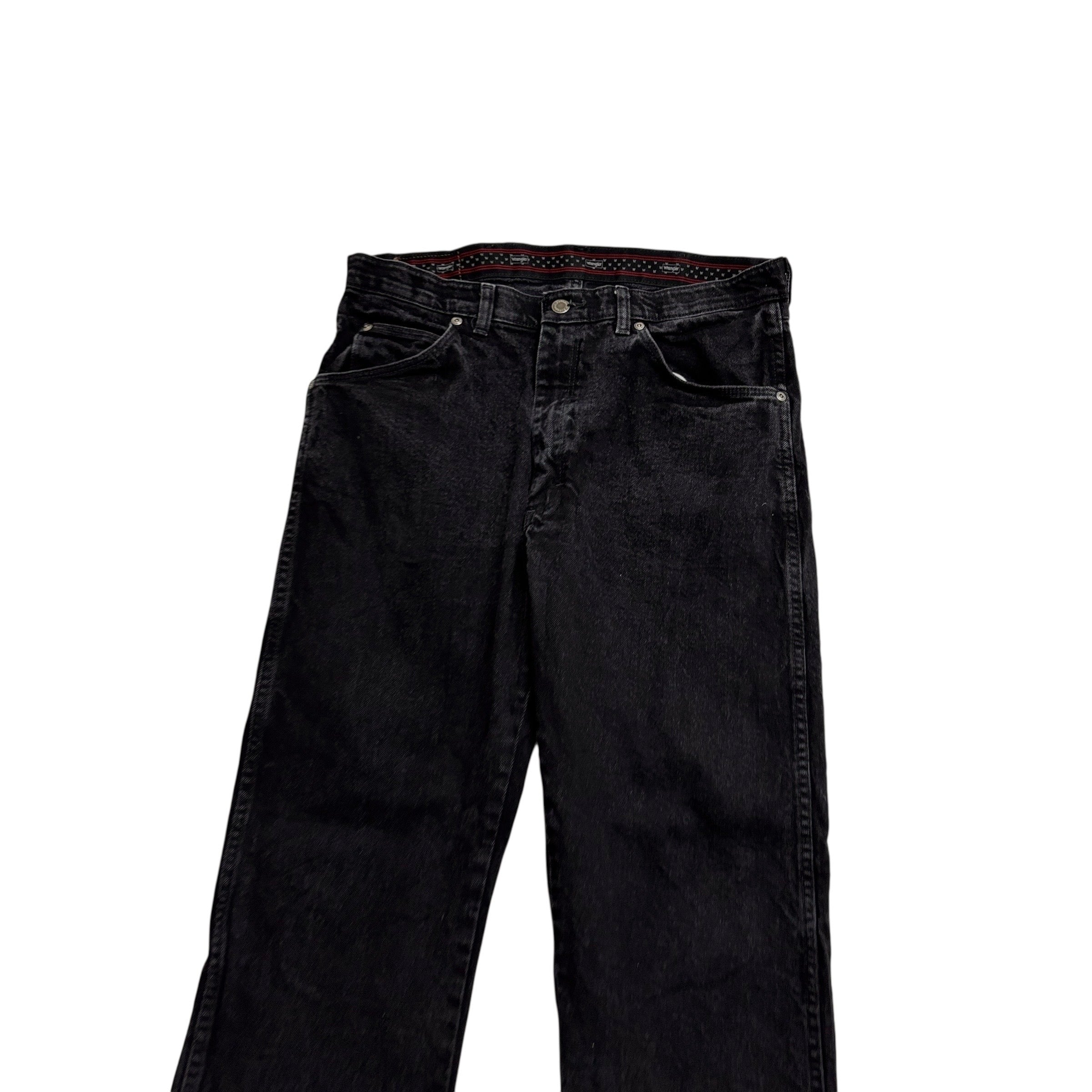 Wrangler Jeans W33 L30 Mens Black Regular Straight Fit Stretch Denim (E)
