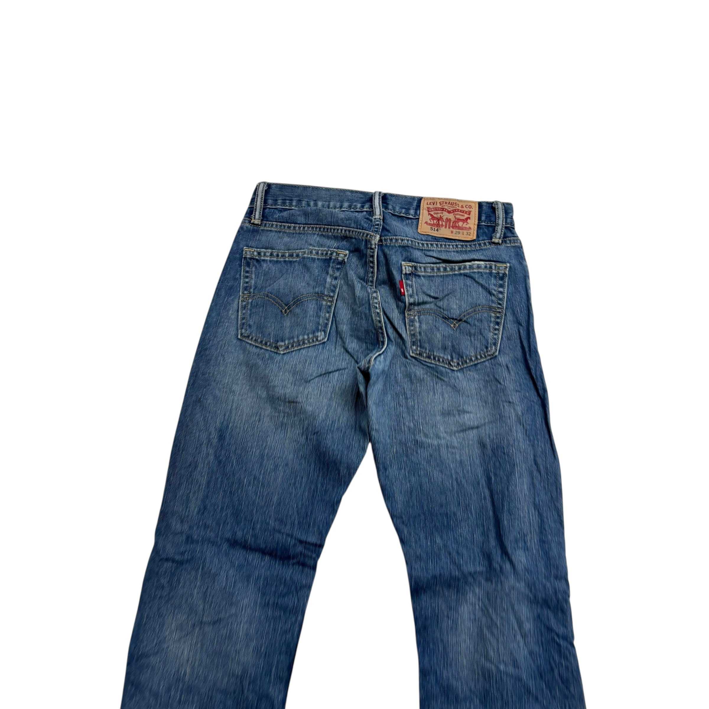 Levis 514 Jeans W29 L32 Mens Mid Blue Regular Straight Fit Denim (E)