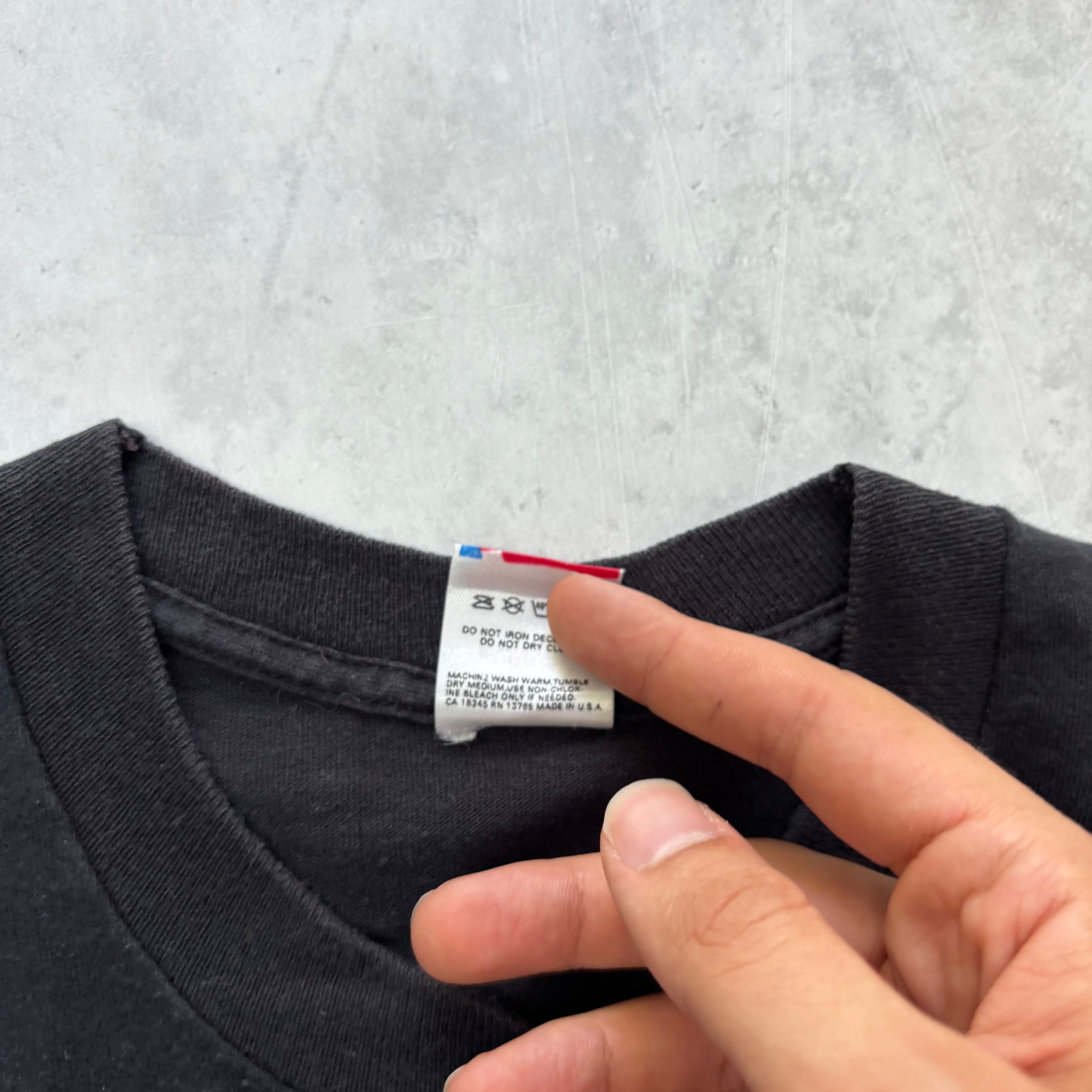 Vintage T Shirt Mens Medium Black Single Stitch Graphic Print 90s Motorcycle (E)