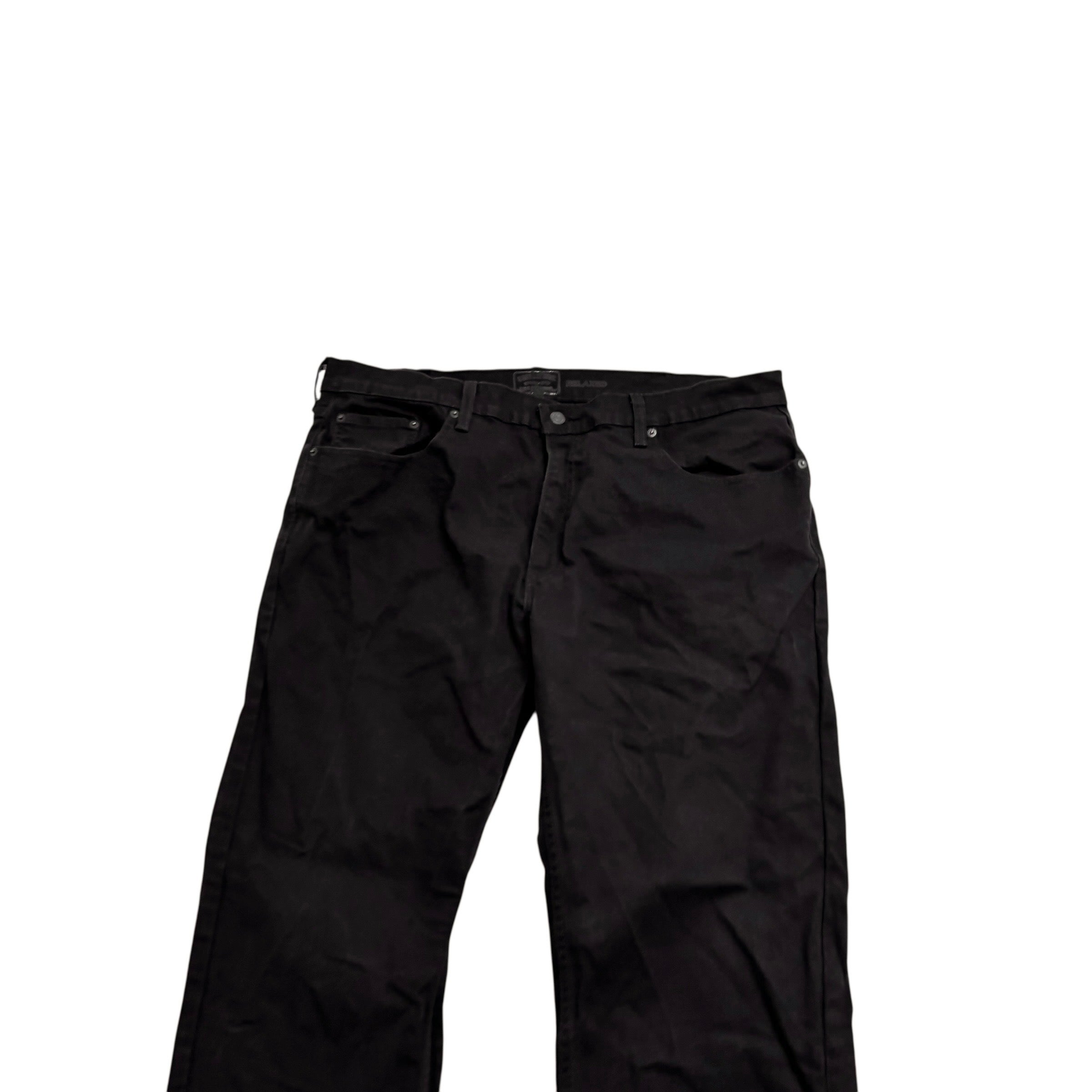 Levis Signature Jeans W40 L32 Mens Black Relaxed Straight Fit Stretch Denim (E)