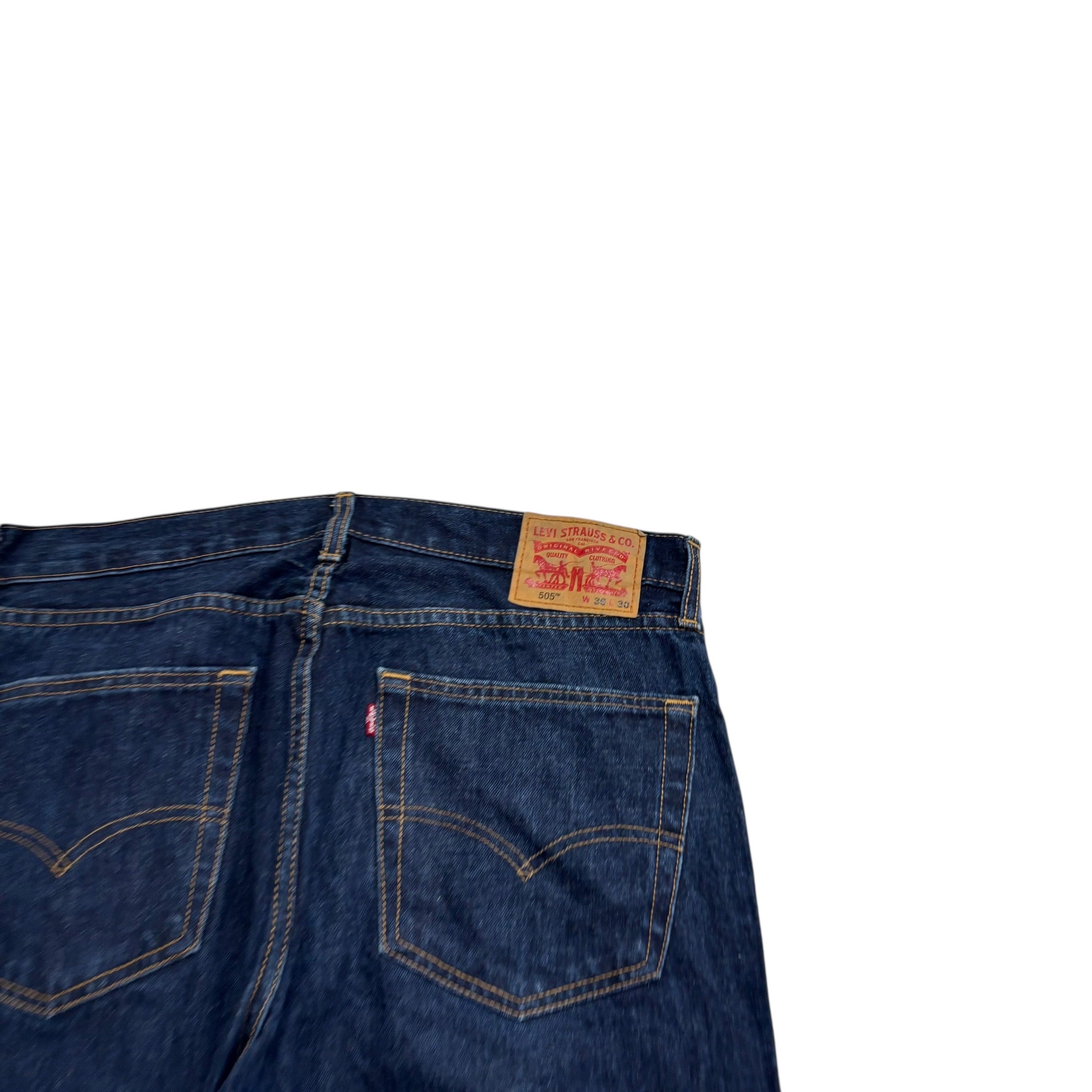 Levis 505 Jeans W36 L30 Mens Dark Blue Regular Straight Fit Denim (E)