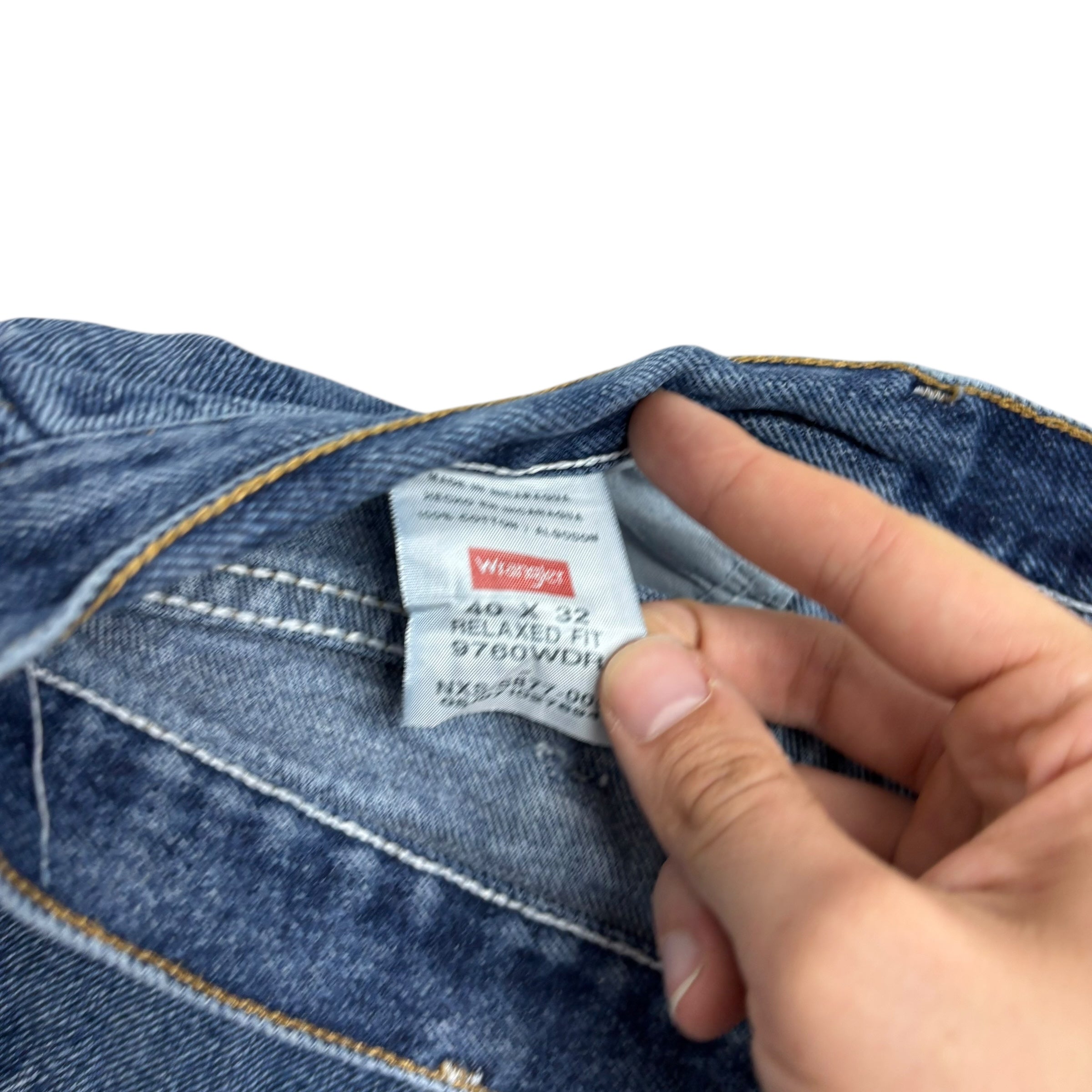 Wrangler Jeans W40 L32 Mens Mid Blue Relaxed Straight Fit Denim