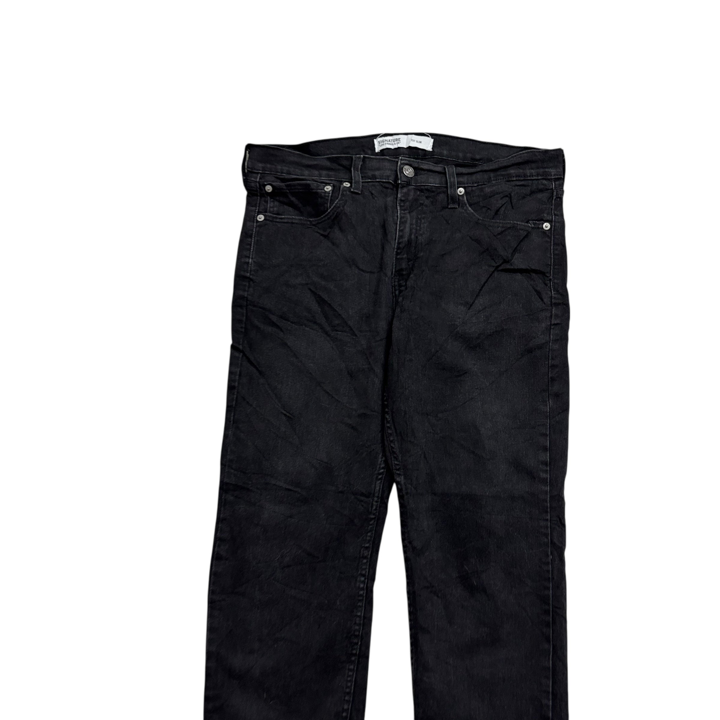 Levis Signature Jeans W34 L30 Mens Black Slim Fit Stretch Denim (E)