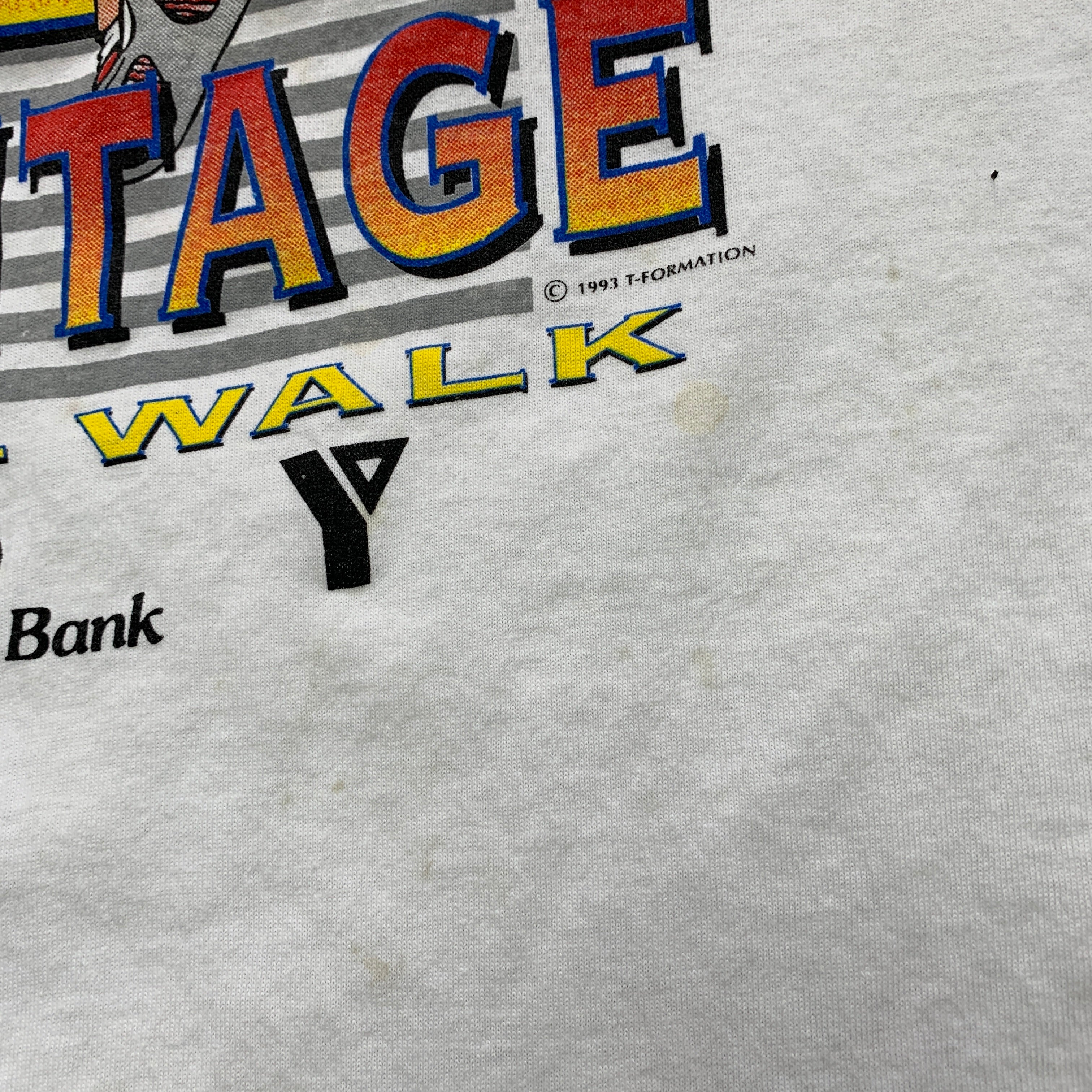 Vintage T Shirt Mens XXL White Single Stitch Graphic Print 90s USA Run Race