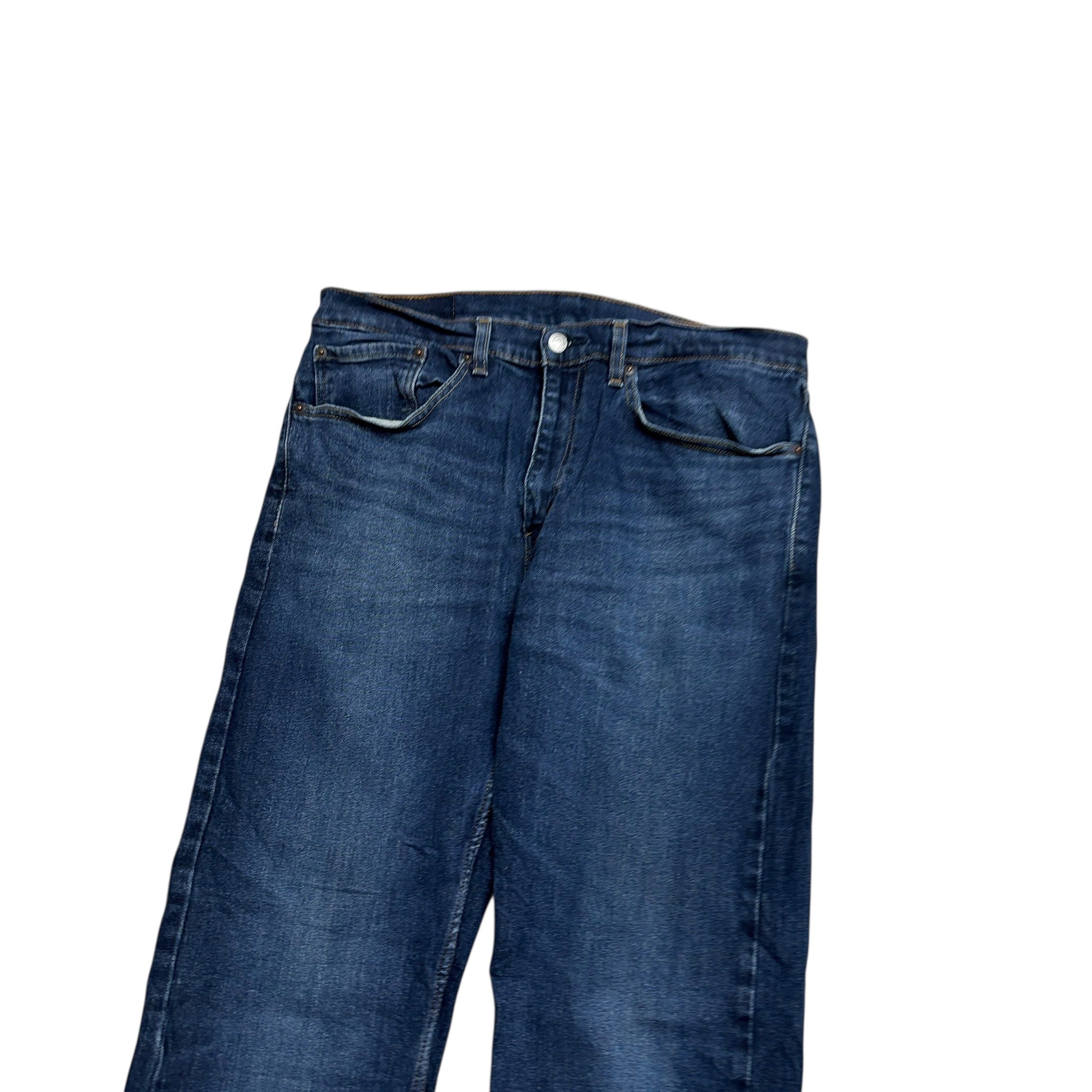 Levis 505 Jeans W34 L34 Mens Dark Blue Regular Straight Fit Stretch Denim (E)