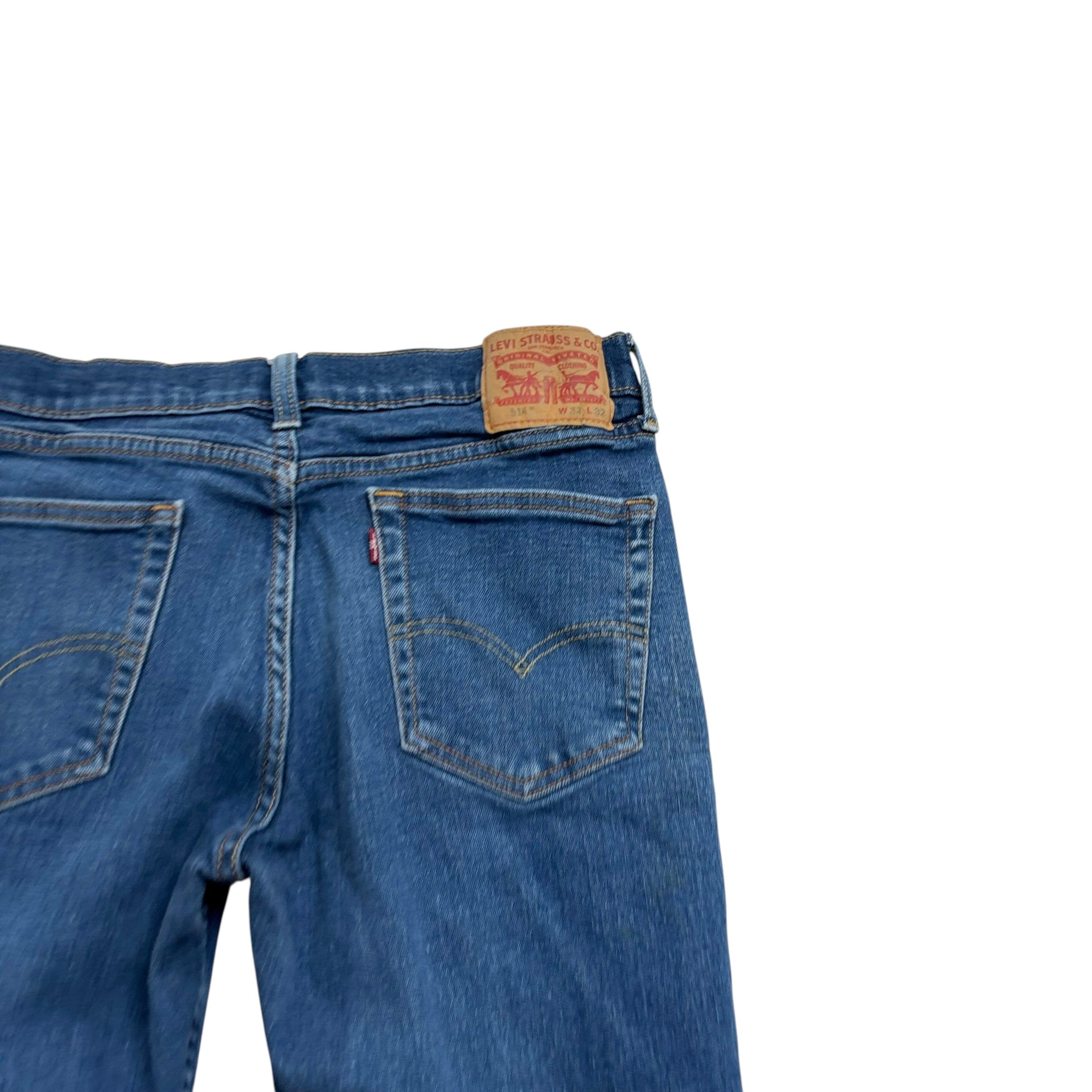 Levis 514 Jeans W31 L30 Mens Mid Blue Regular Straight Fit Stretch Denim (F)