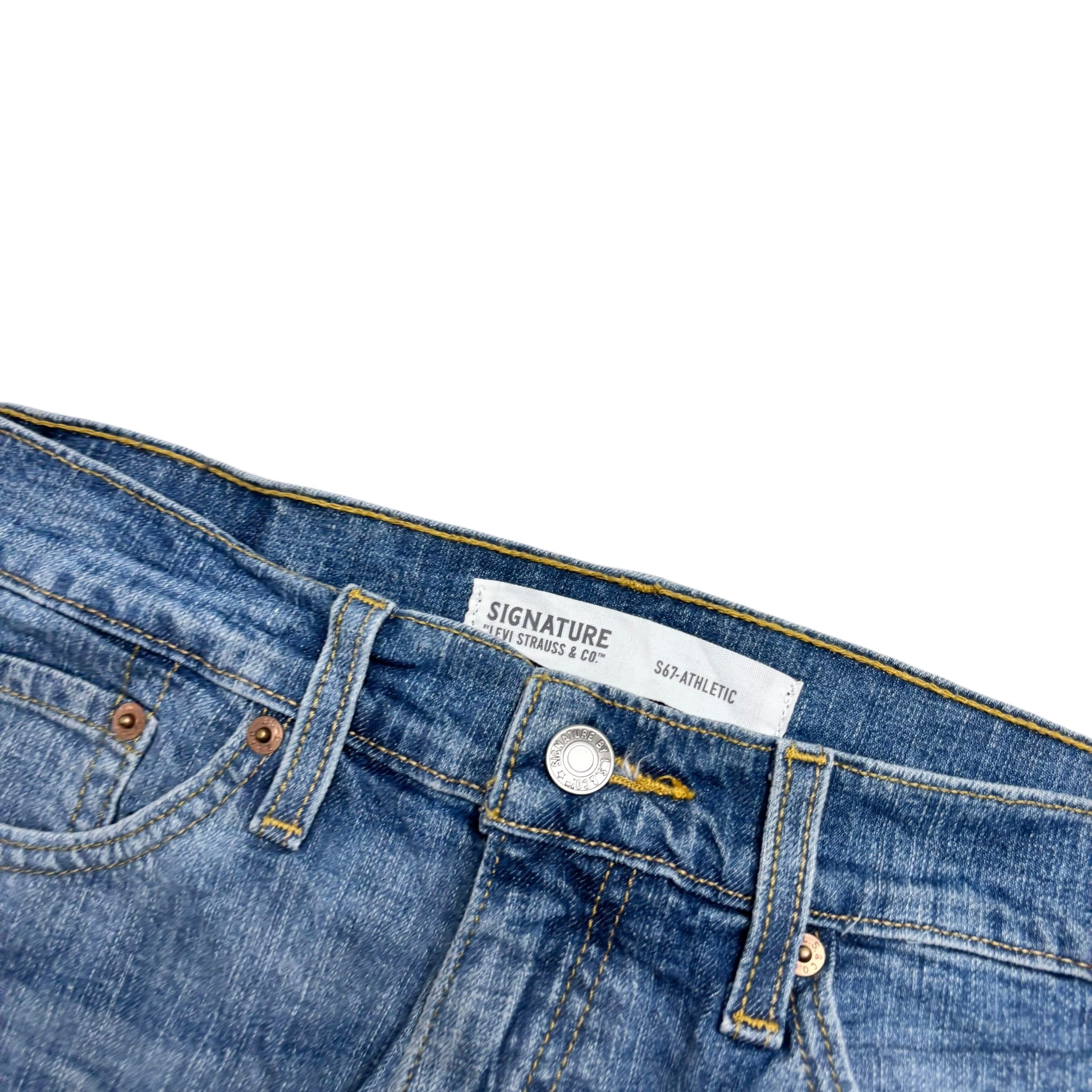 Levis Signature Jeans W30 L29 Mens Mid Blue Athletic Tapered Fit Stretch (E)