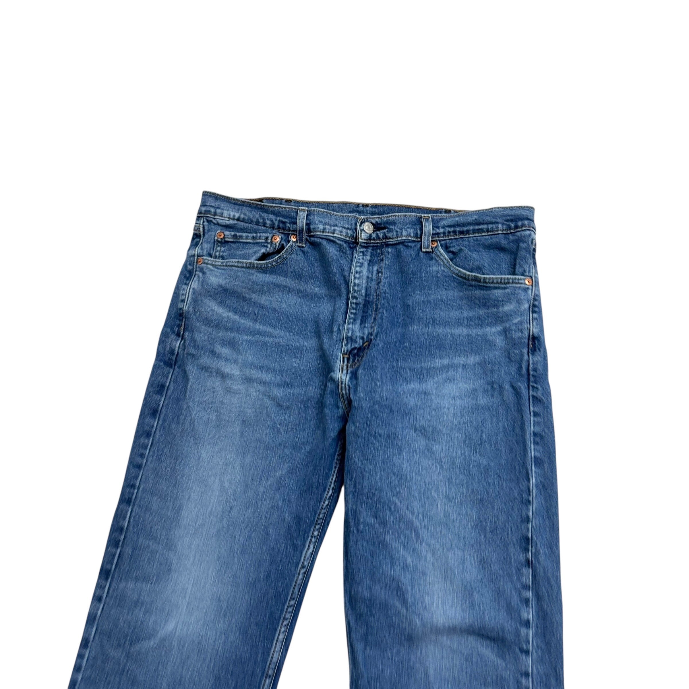 Levis 505 Jeans W38 L34 Mens Mid Blue Regular Straight Fit Stretch Denim (E)