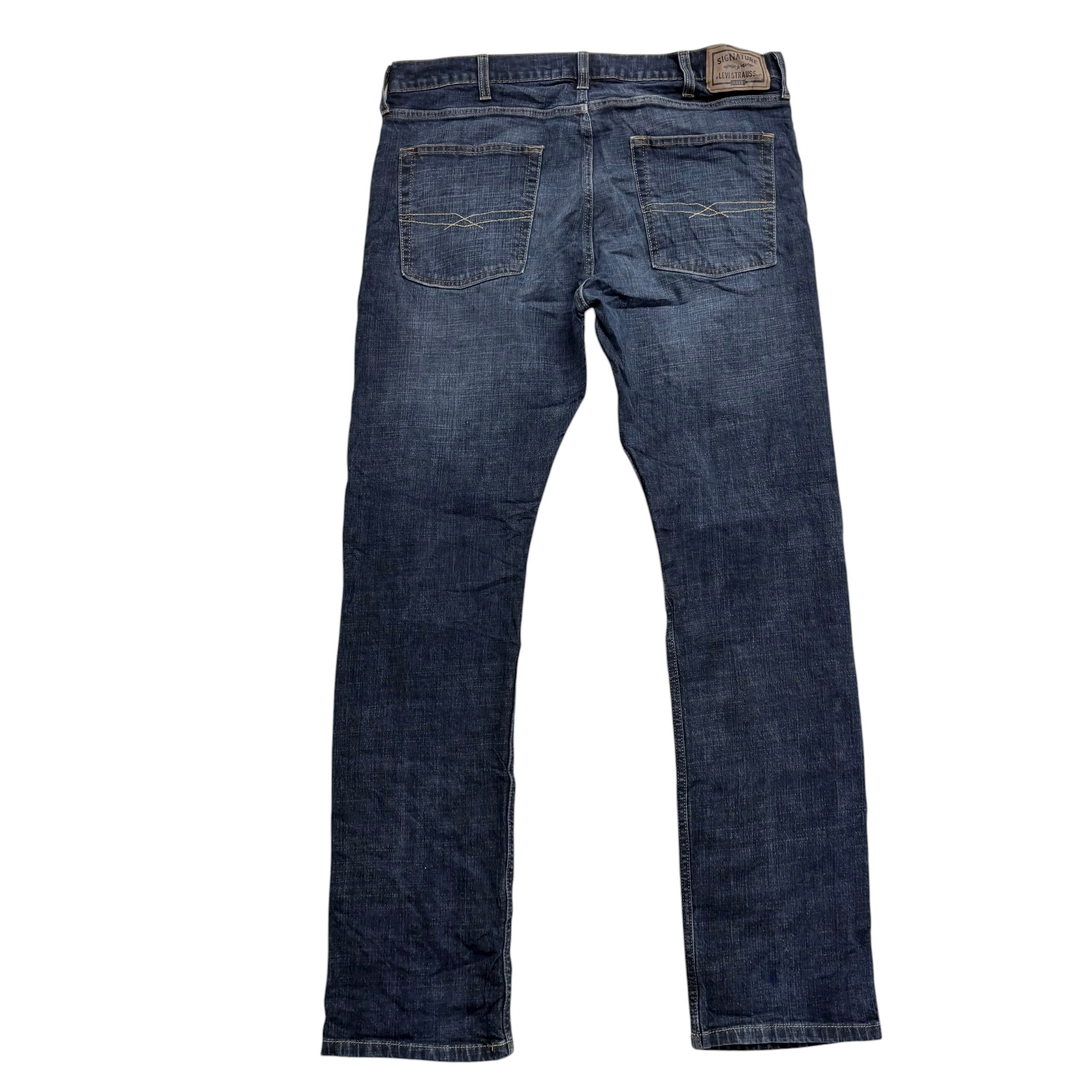 Levis Signature Jeans W38 L34 Mens Dark Blue Slim Straight Fit Stretch (F)