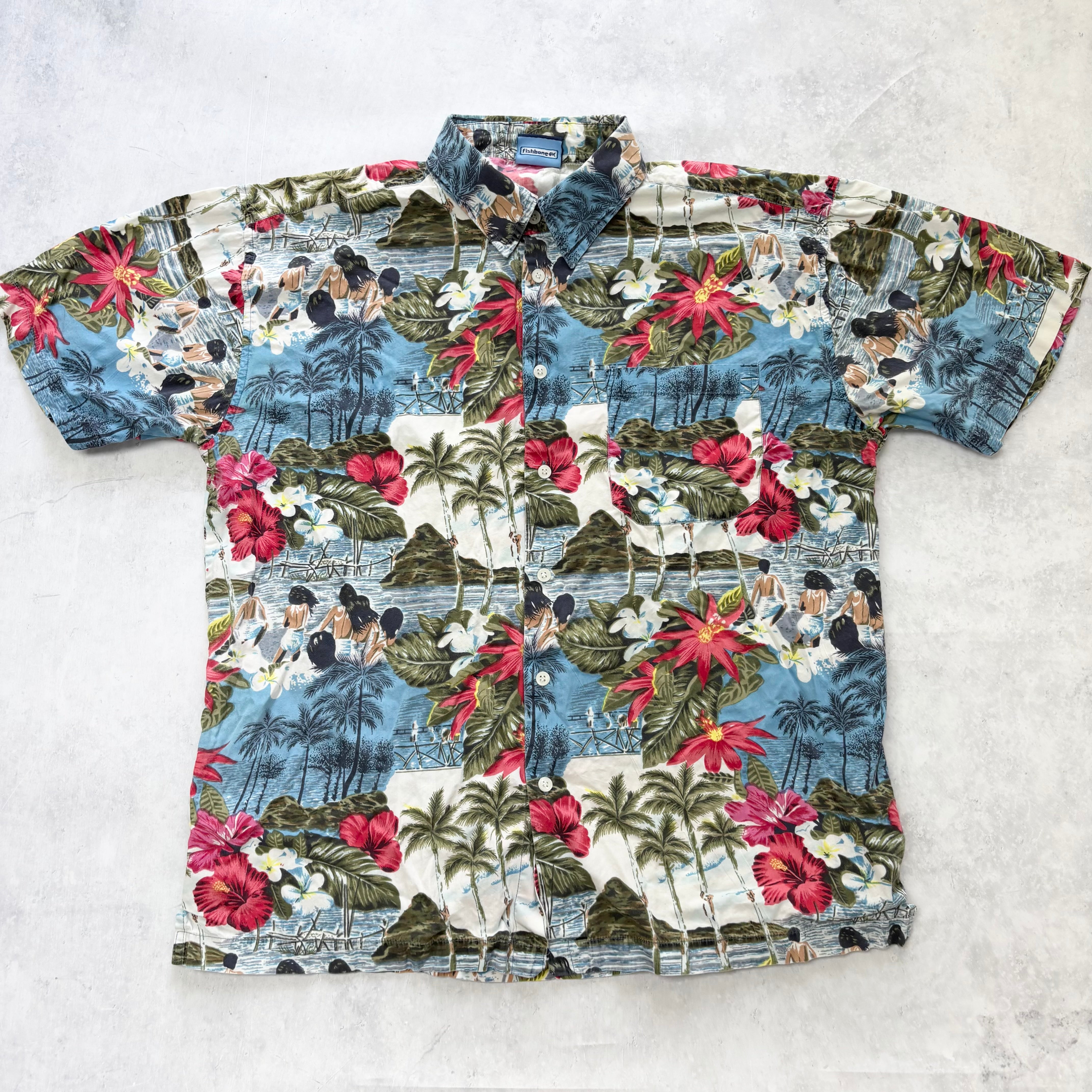 Vintage Hawaiian Shirt Mens Medium Multi Floral Aloha Short Sleeve Cotton (E)