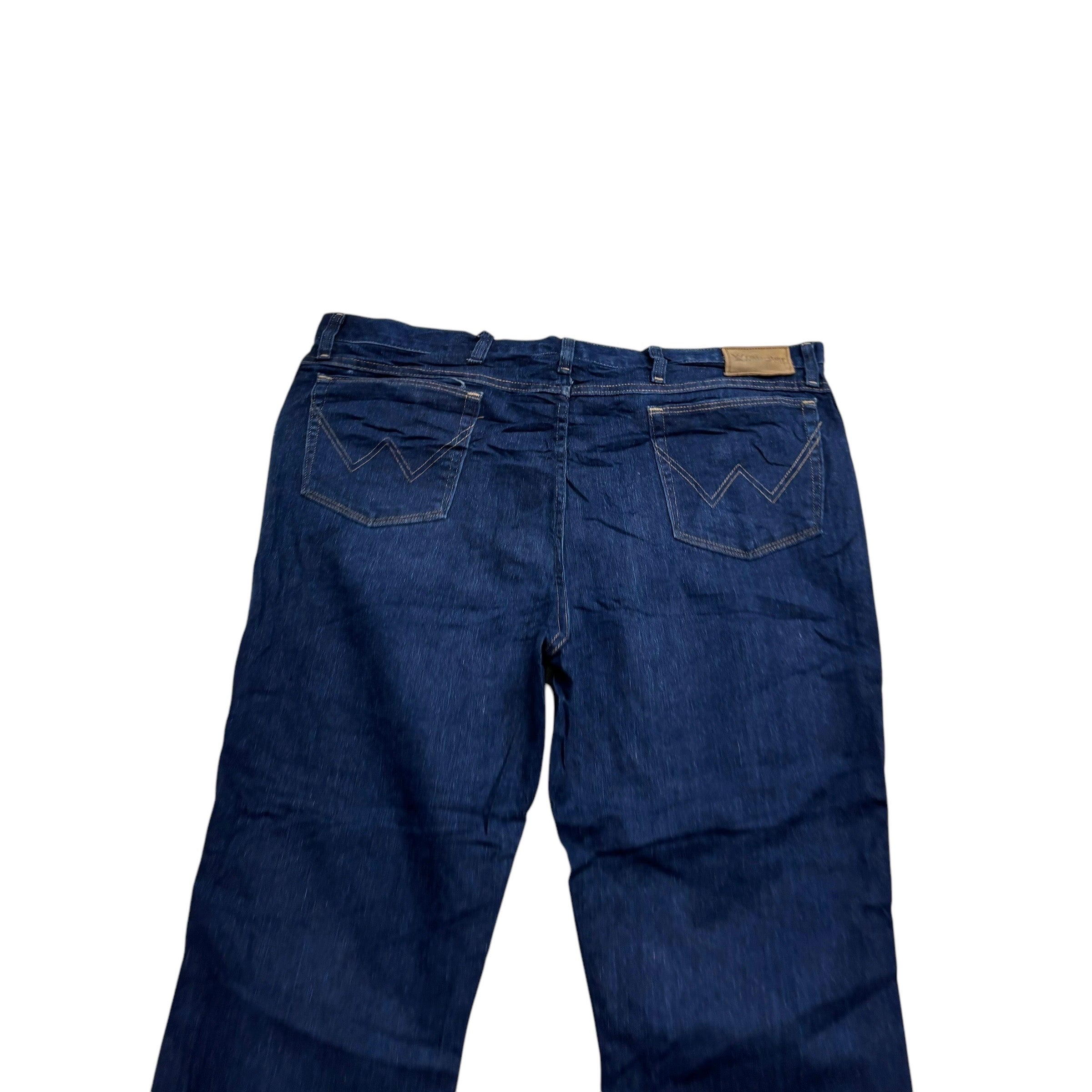 Wrangler Jeans W42 L30 Mens Dark Blue Relaxed Straight Fit Vintage Denim (E).