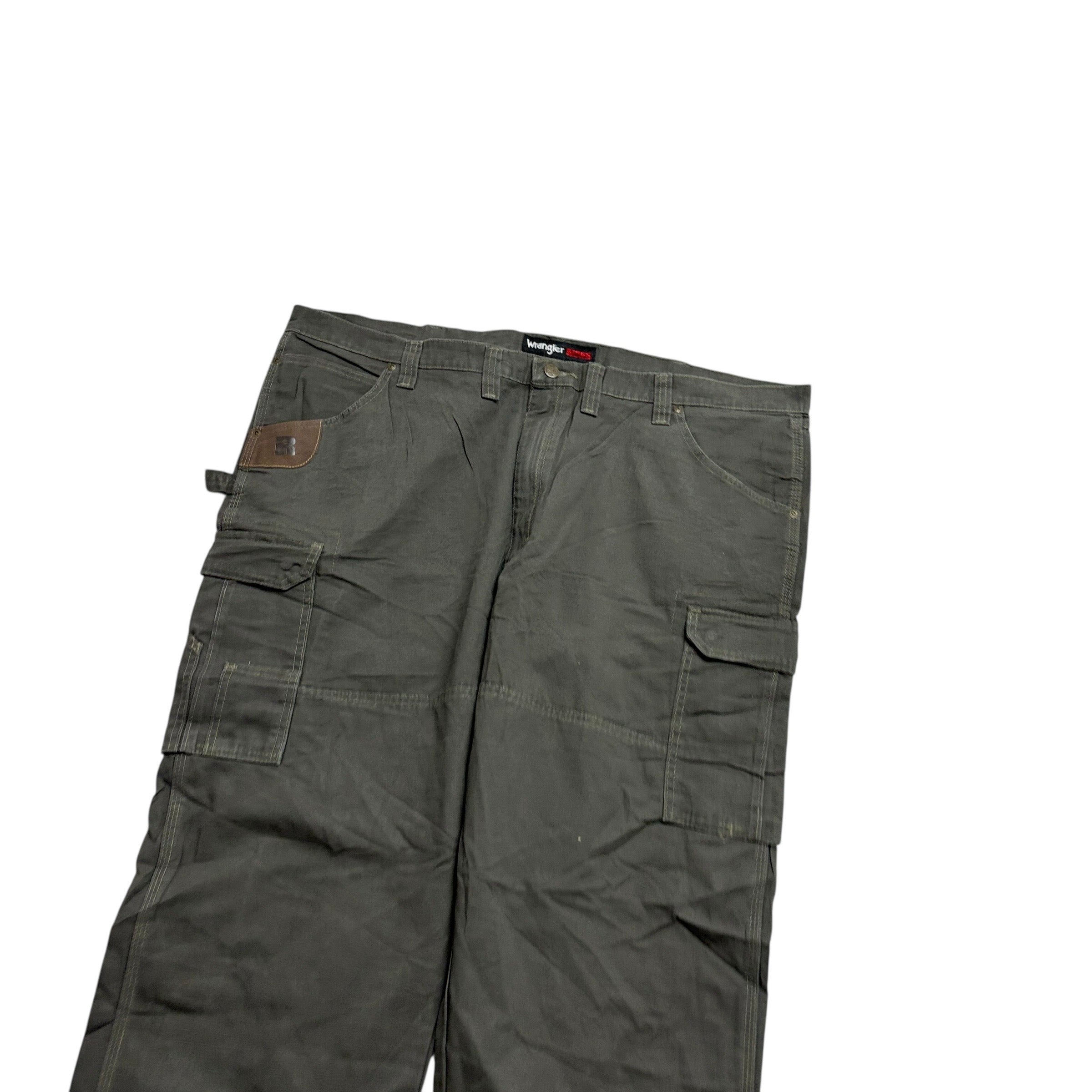 Wrangler Cargo Pants W46 L33 Mens Green Relaxed Straight Fit Carpenter (E)