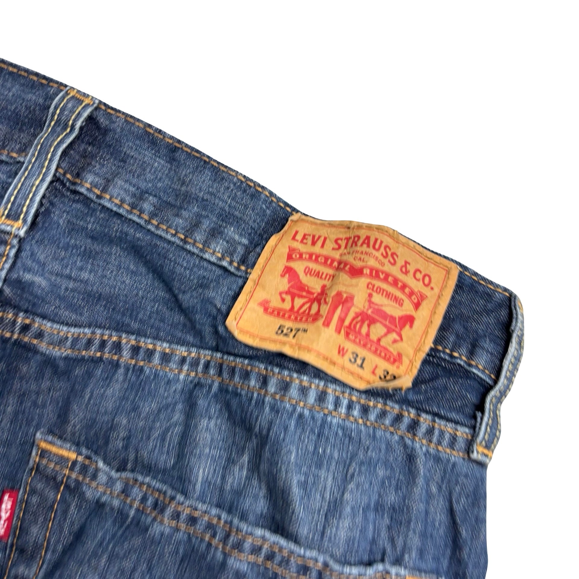 Levis 527 Jeans W31 L32 Mens Dark Blue Slim Bootcut Fit Denim (E)