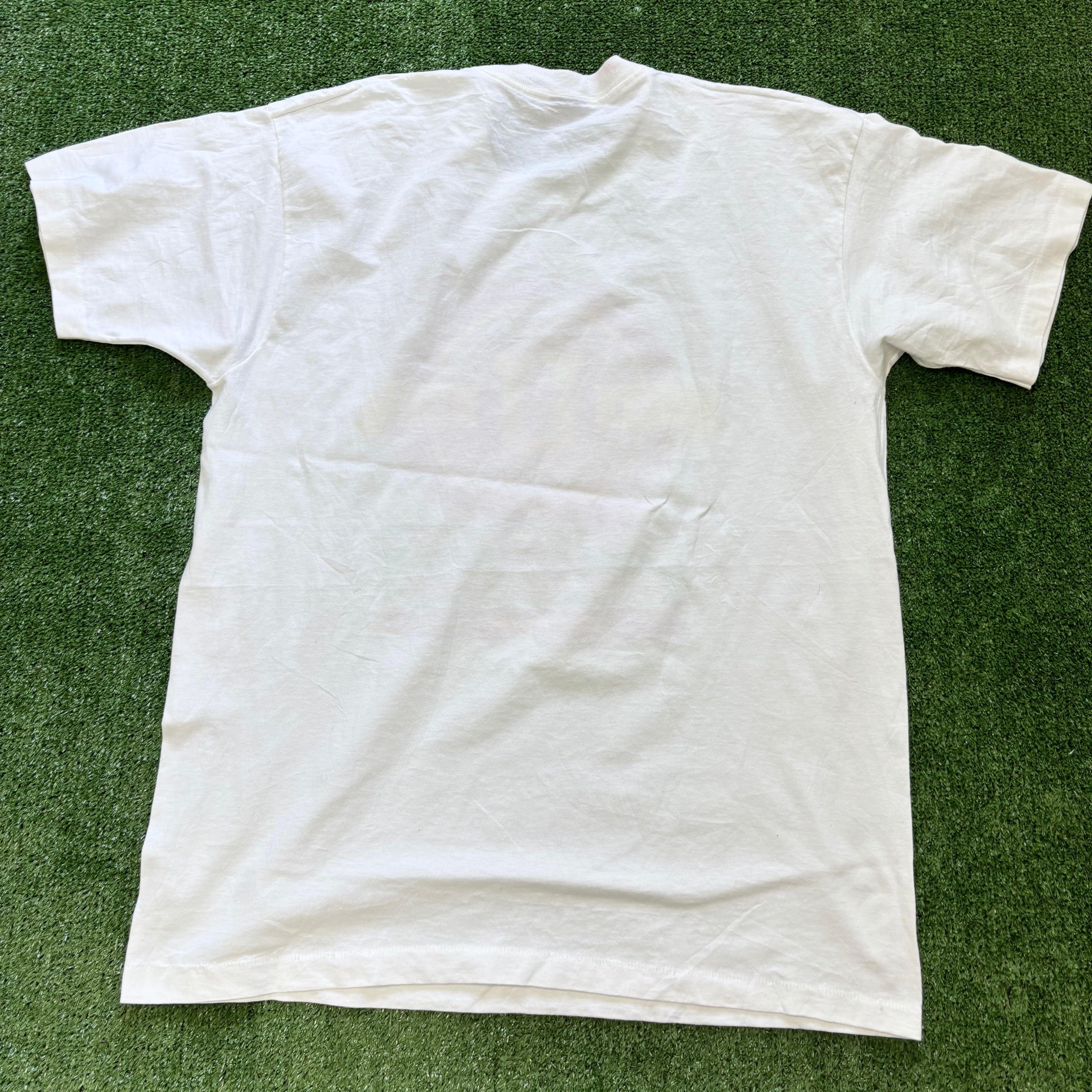 Vintage T Shirt Mens XL White Single Stitch Graphic Print 90s (F)